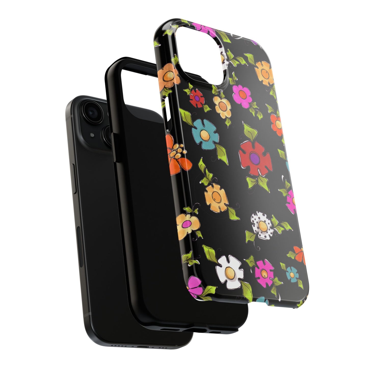 Dog Blooms Black Phone Case