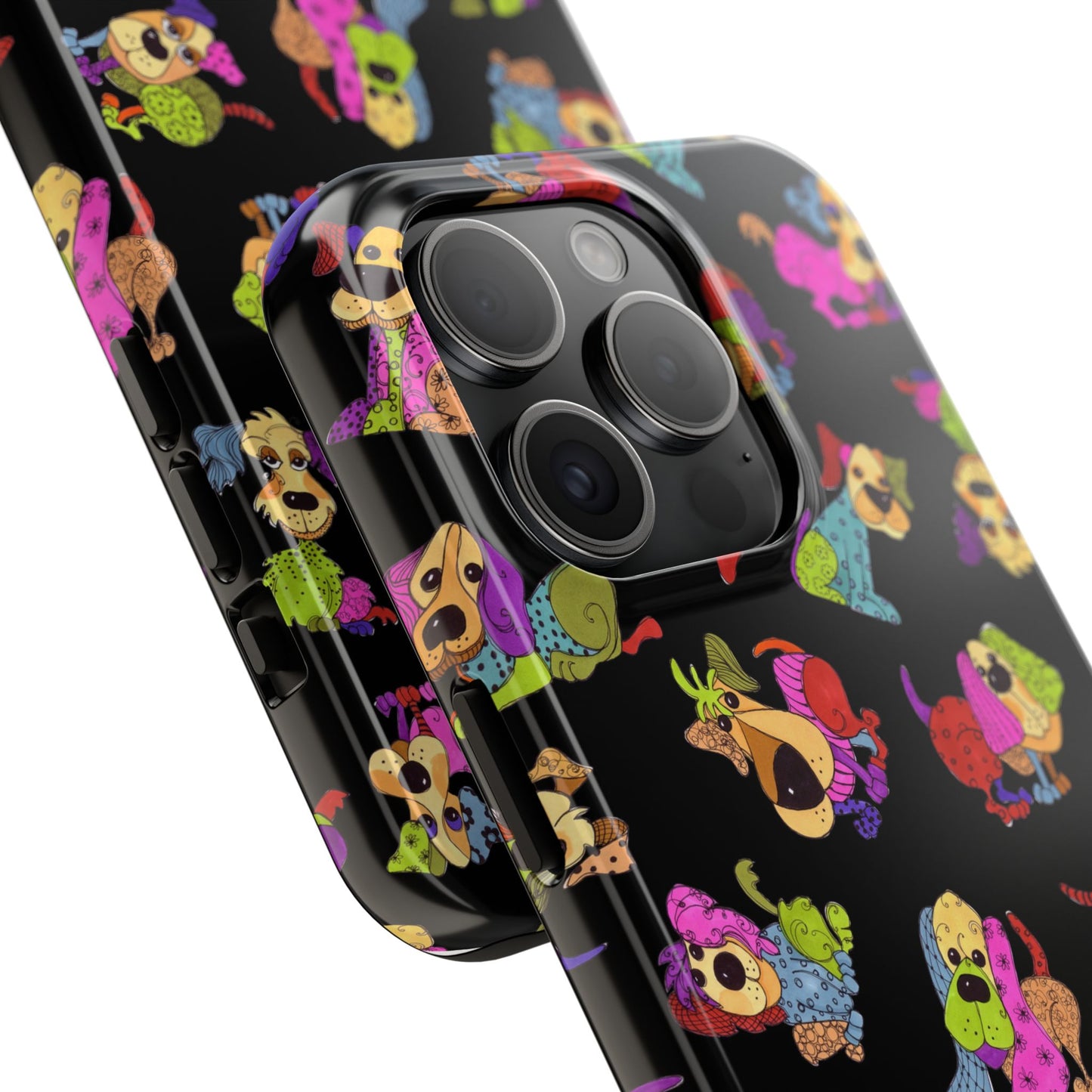 Tossed Happy Dogs Black Phone Case
