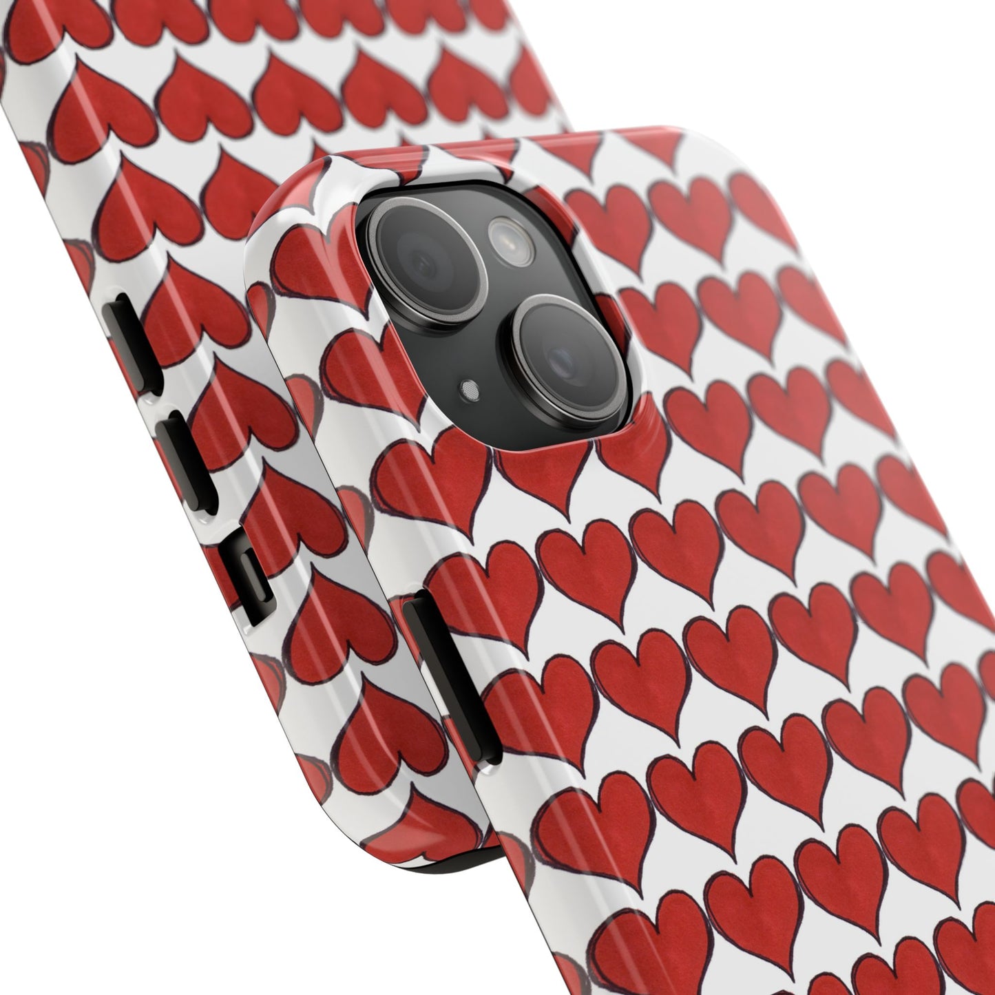 Heartbeats White / Red Phone Case