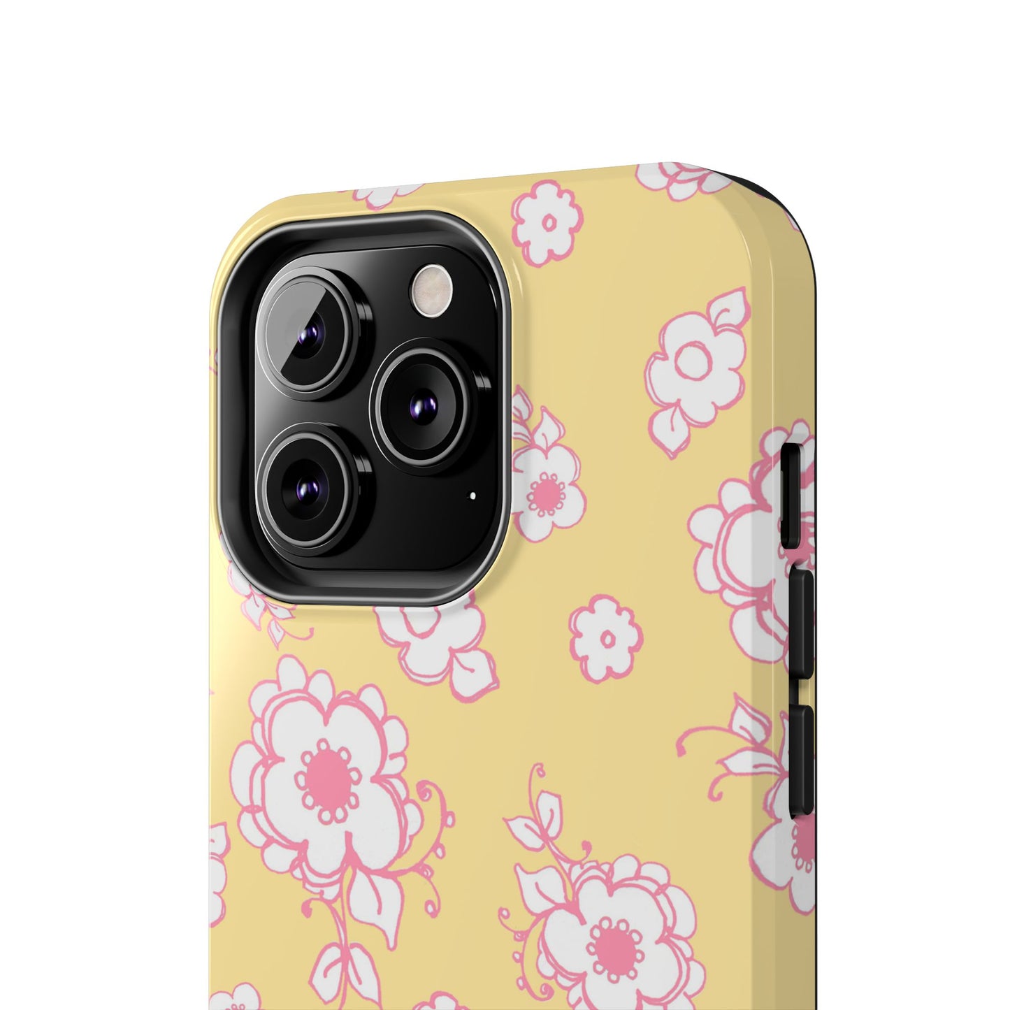Pink Posies Yellow Phone Case