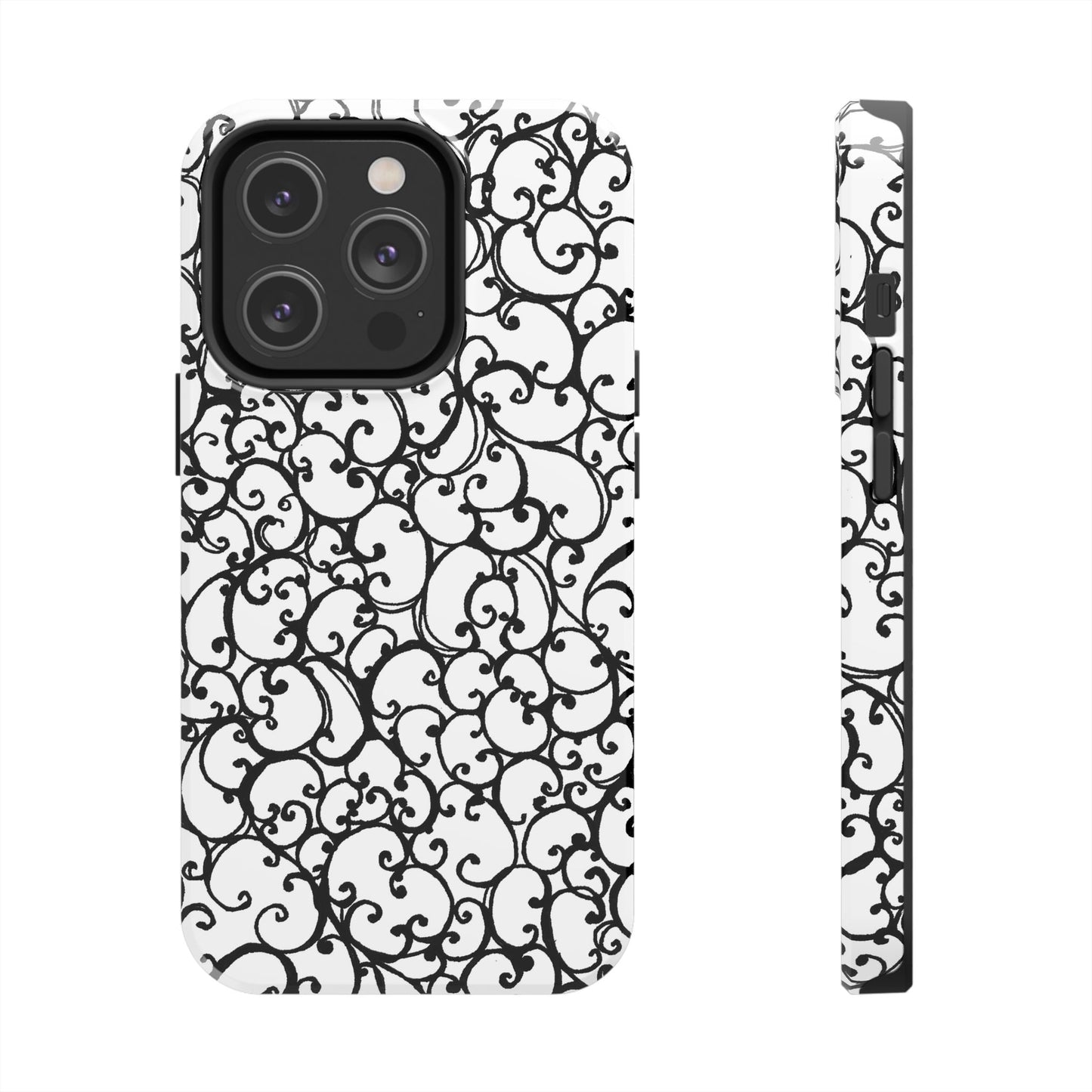 Scrollie White / Black Phone Case