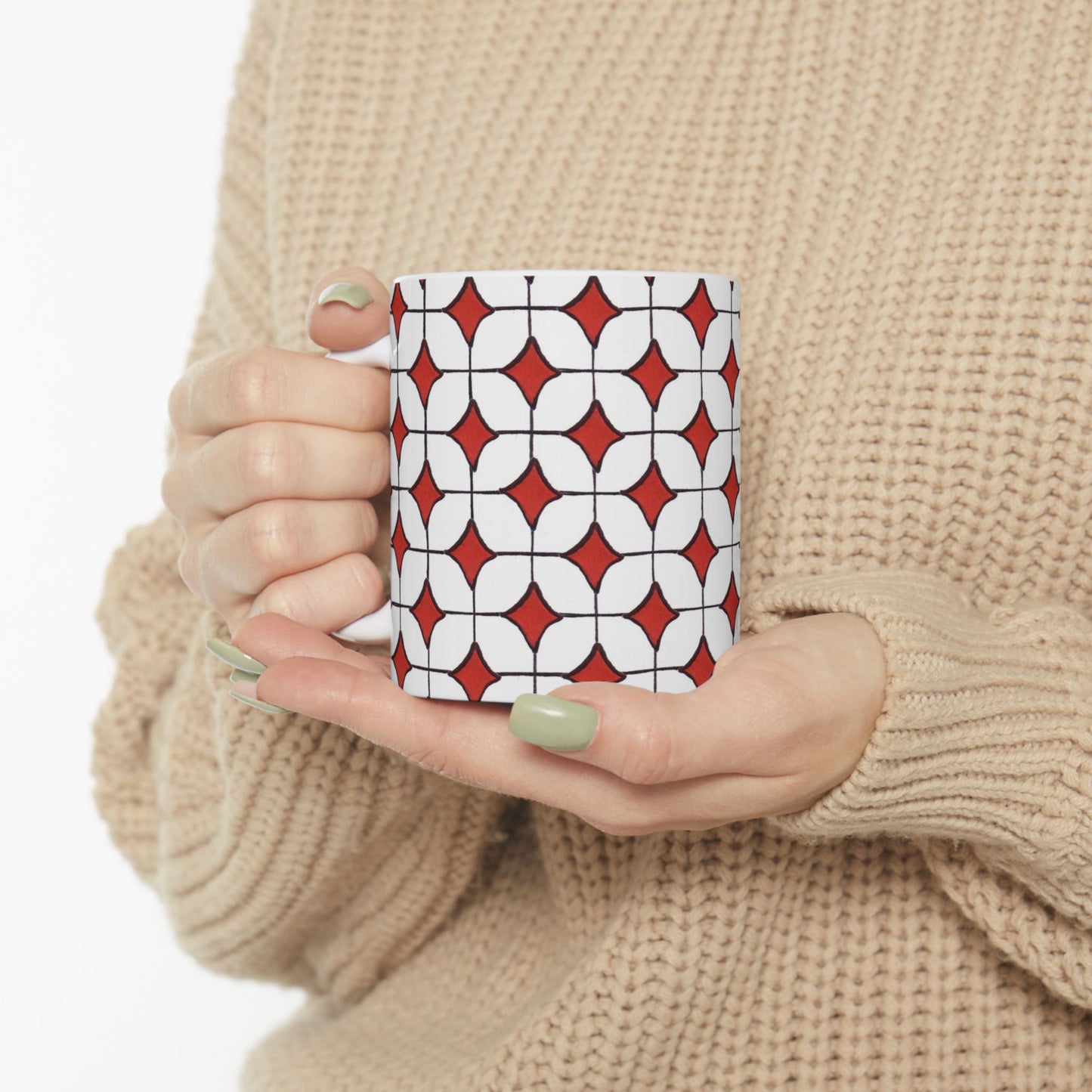 Tile-ish White / Red Cup