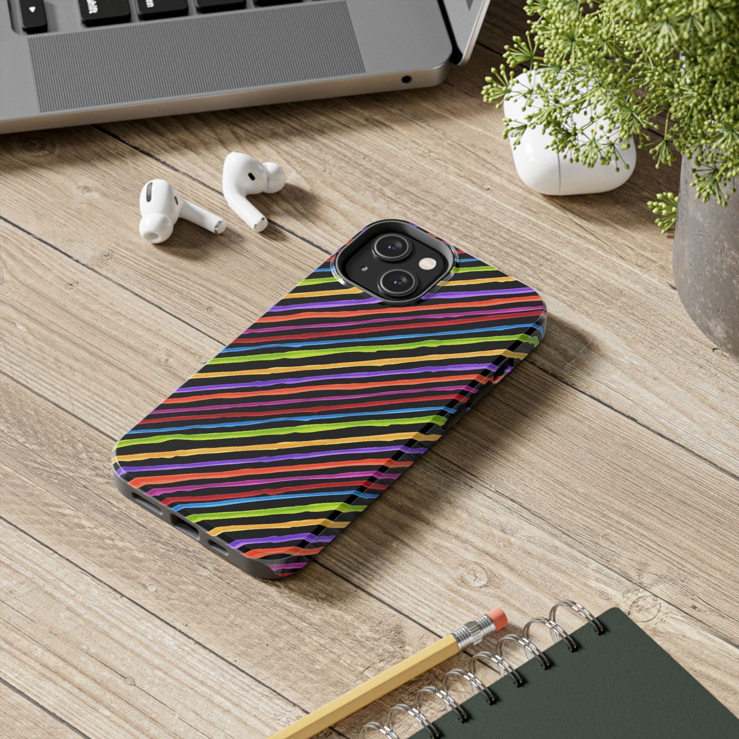 Quirky Bias Stripe Black Phone Case