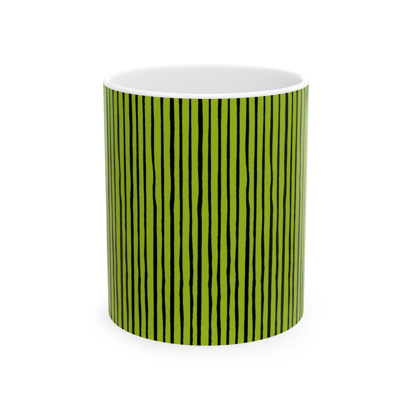 Quirky Pin Stripe Green / Black Cup