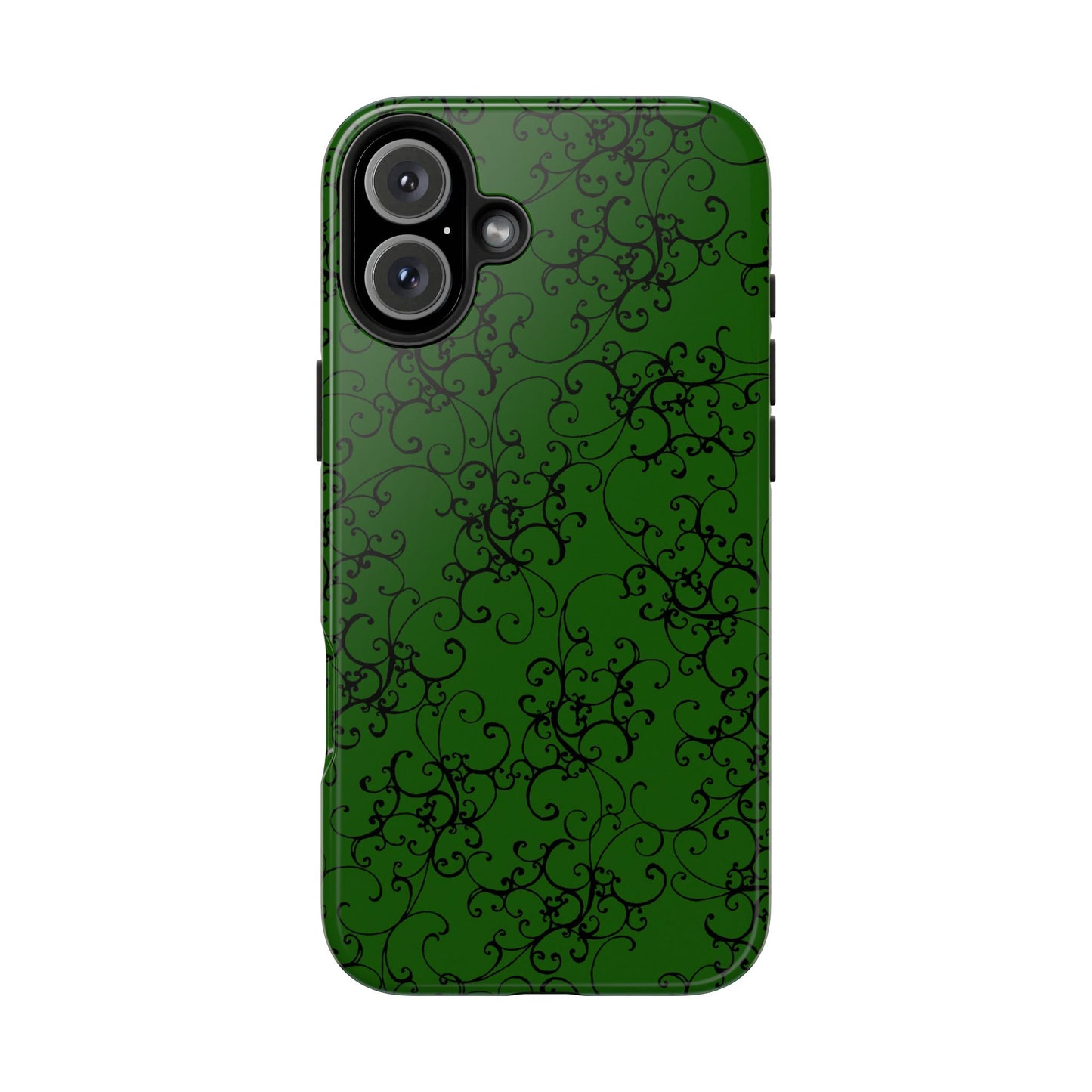 Elegant Scroll Dark Green / Black Phone Case