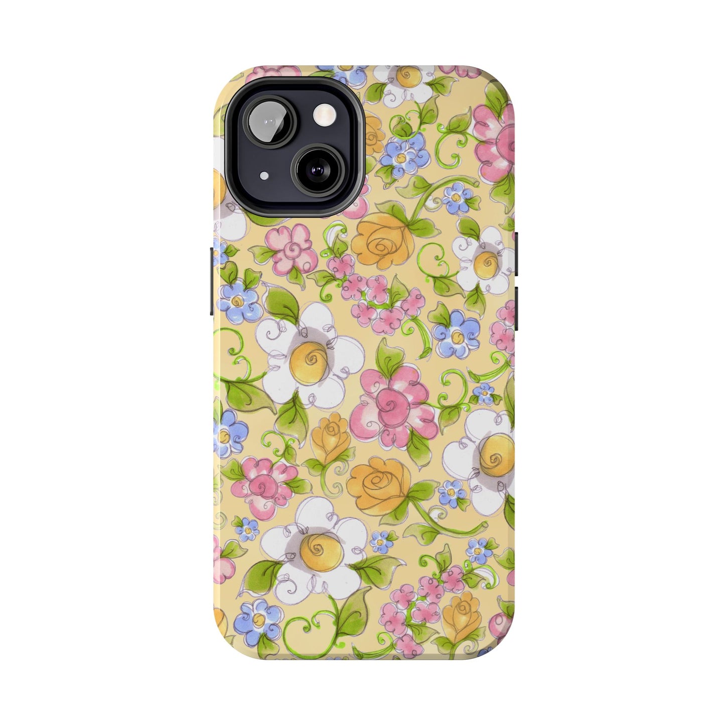 Flower Frolic Yellow Phone Case