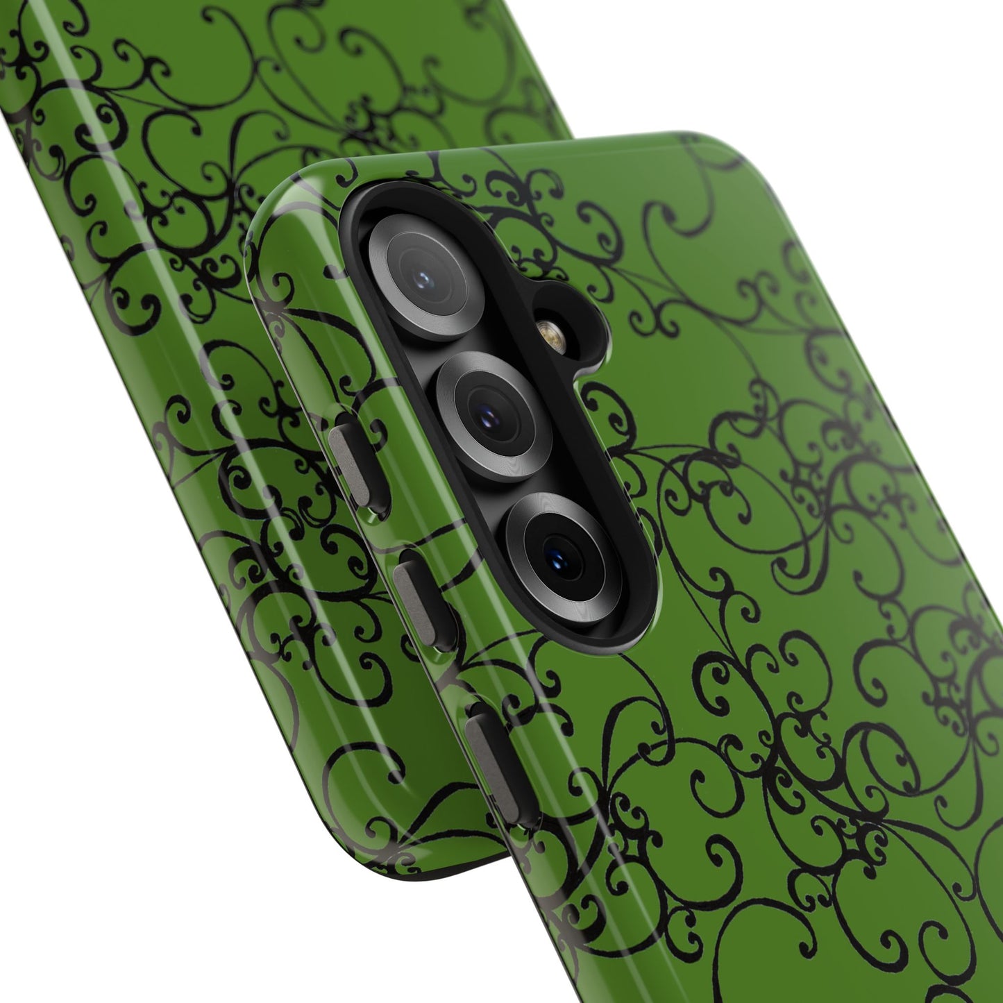 Elegant Scroll Green / Black Phone Case
