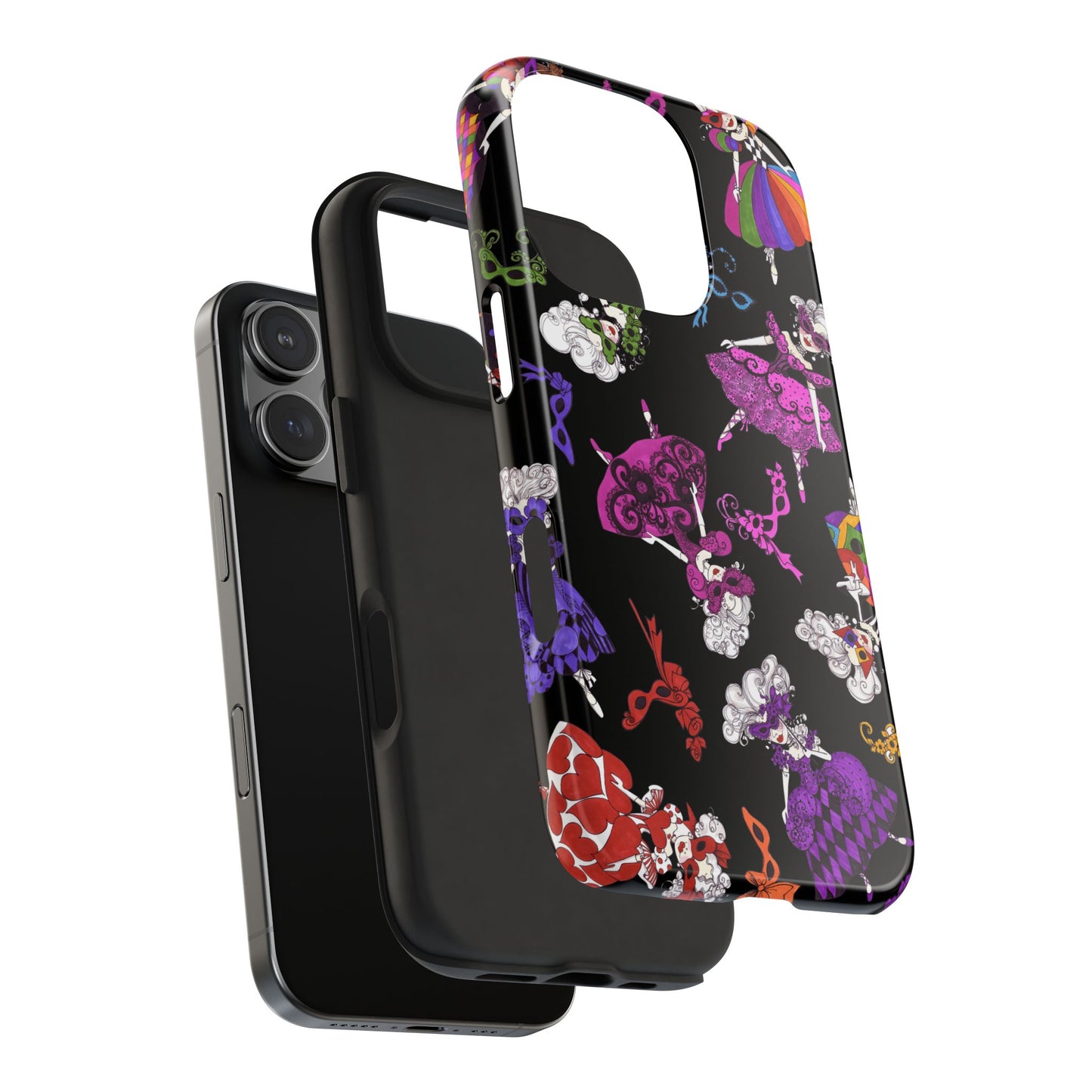 Tossed Masquerade Ladies Black Phone Case