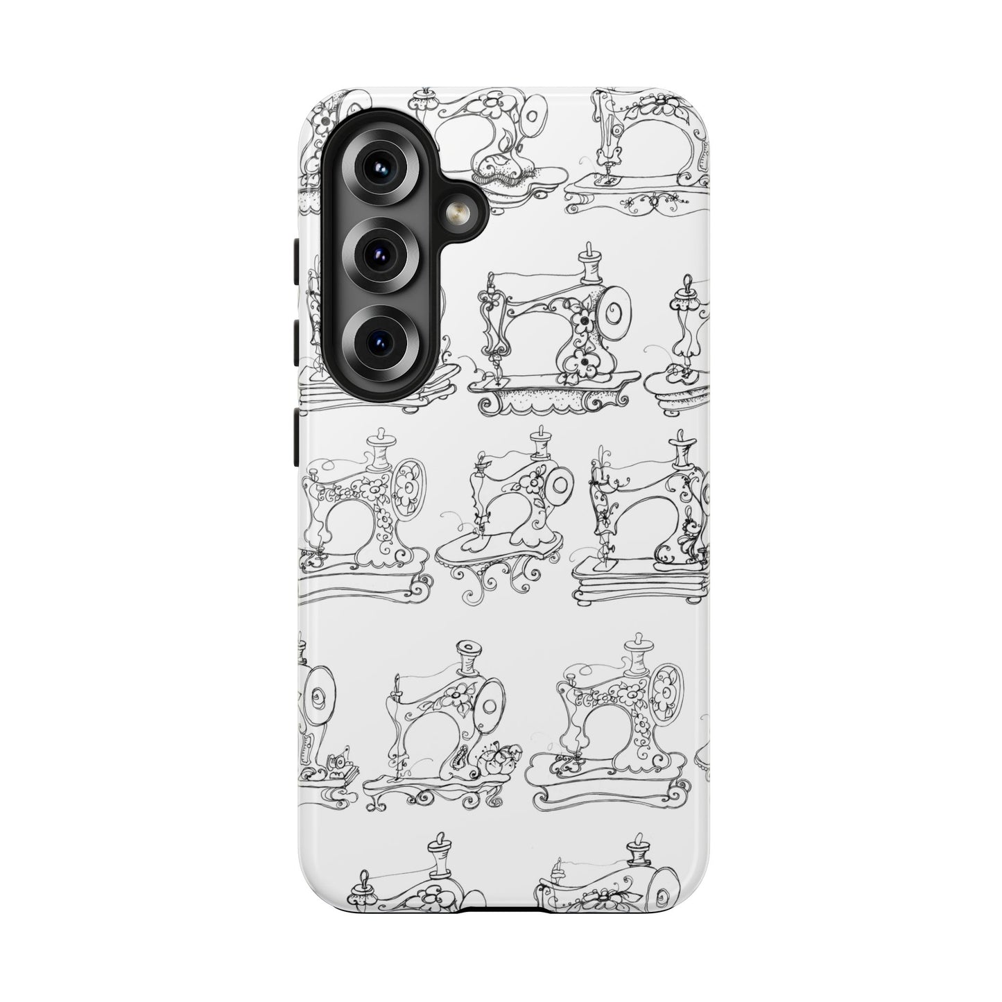 Sew Sew White / Black Phone Case