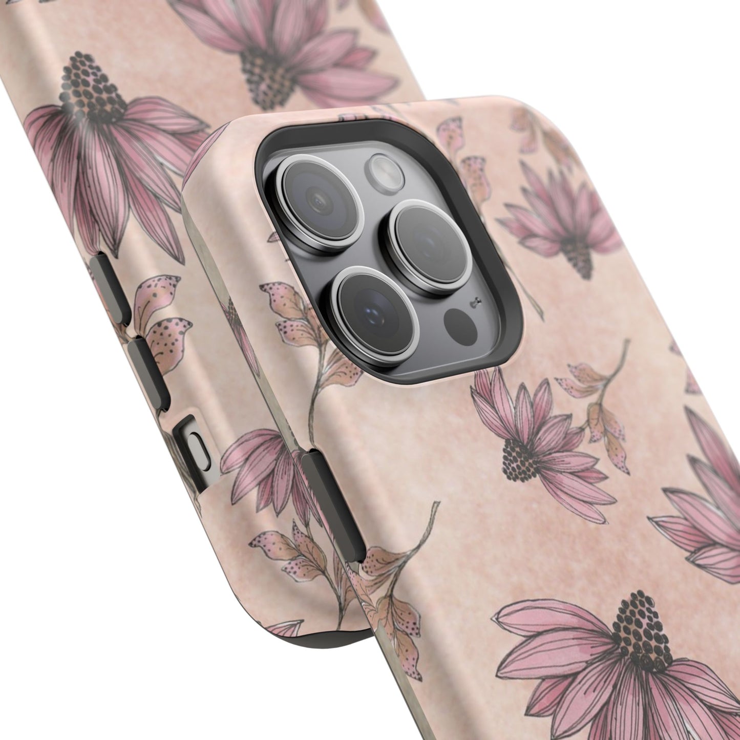 Wild Cone Flowers Pink Marble Phone Case