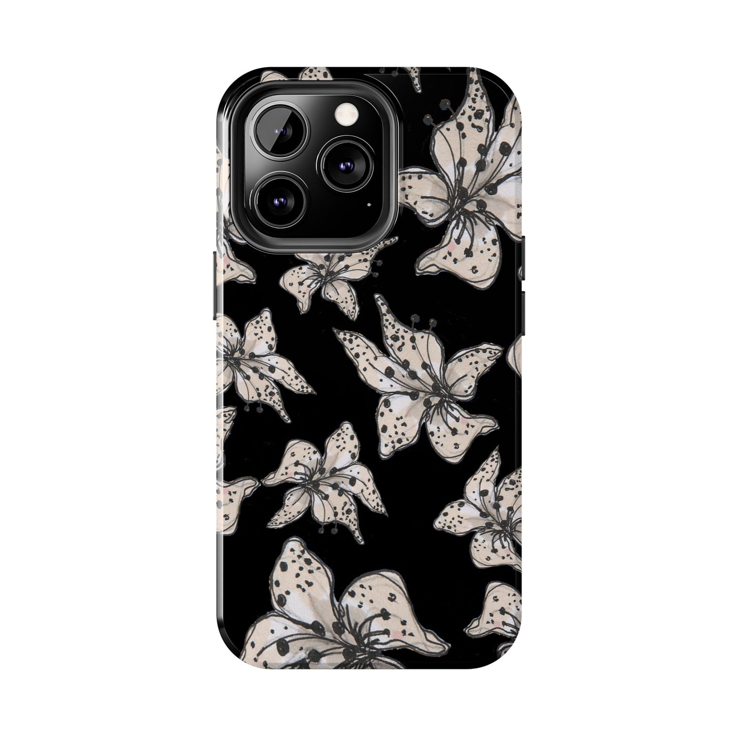 Spotted Lilies Black Phone Case