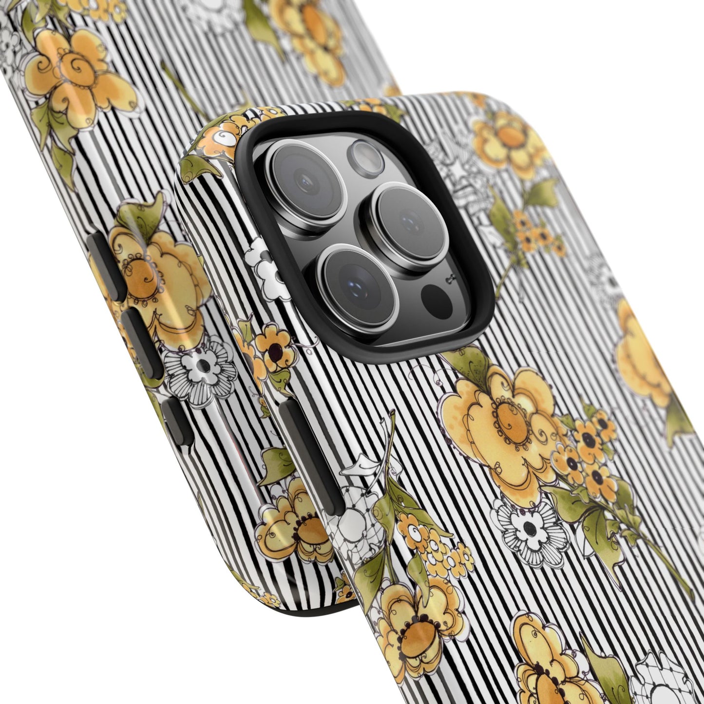 Bee Floral White / Black Phone Case