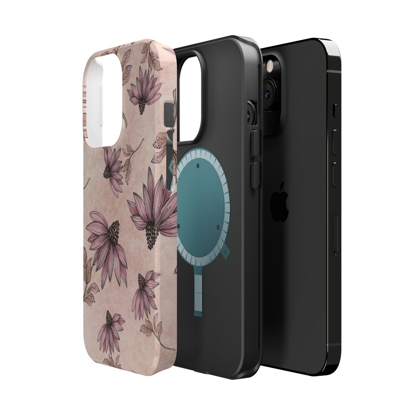Wild Cone Flowers Pink Marble Phone Case
