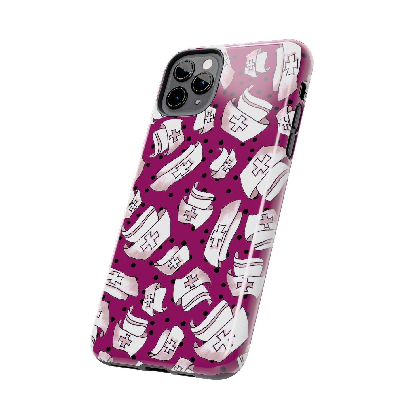 Med Hats Burgundy / Black Phone Case