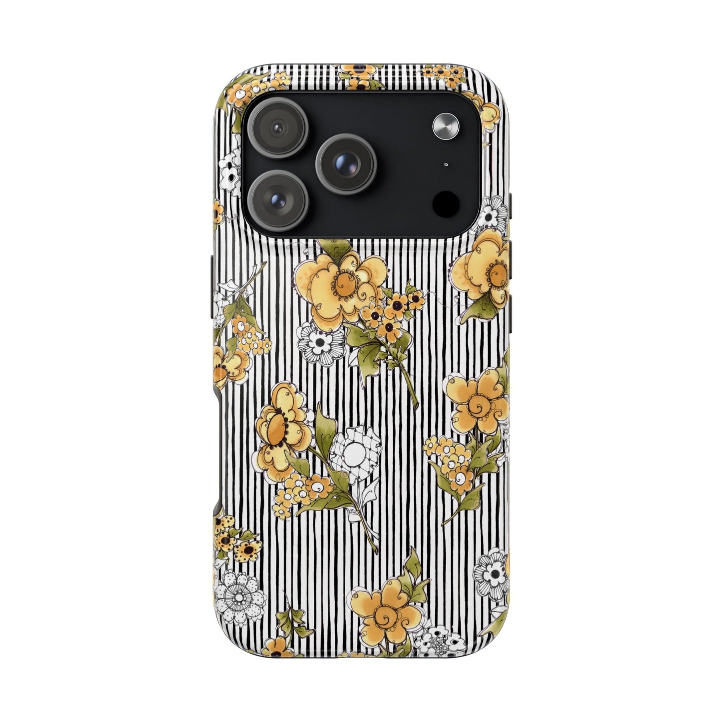 Bee Floral White / Black Phone Case