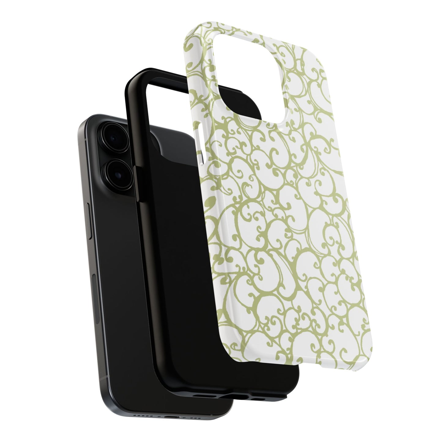 Scrollie White / Green Phone Case