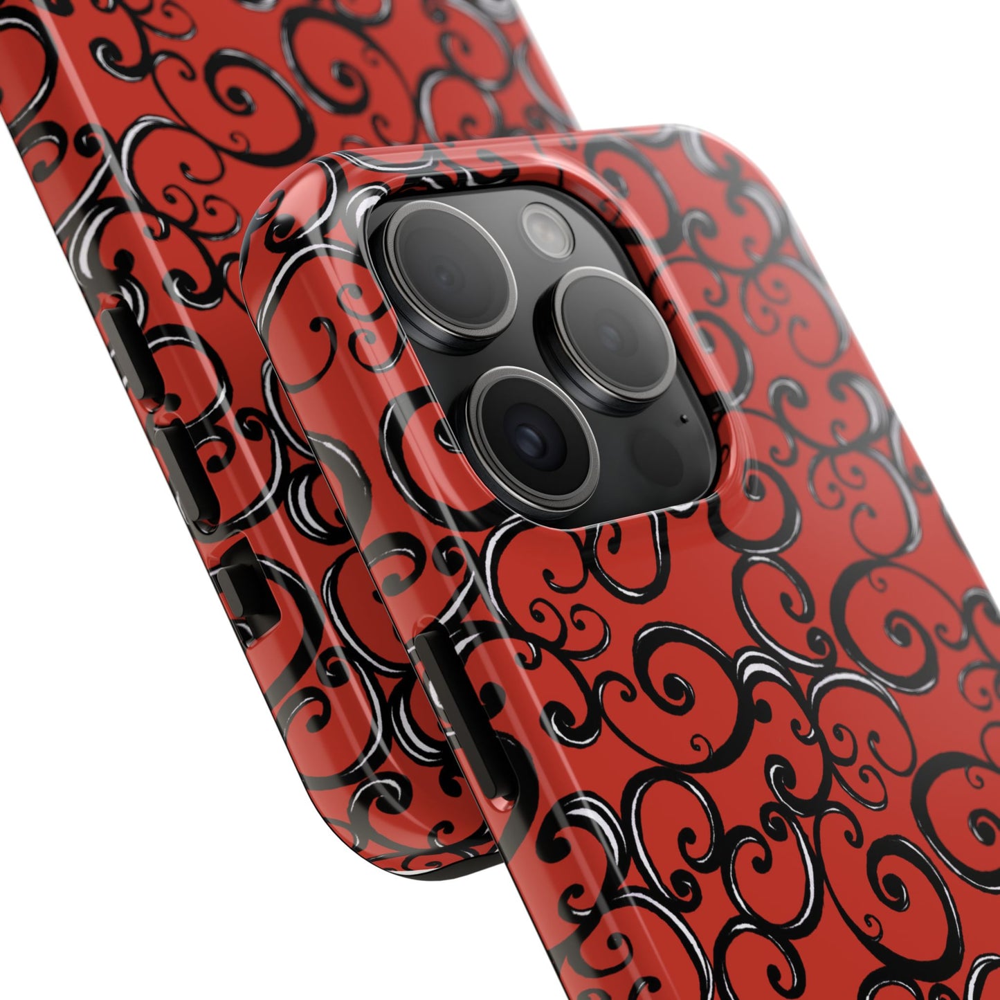 Curls Red / Black Phone Case