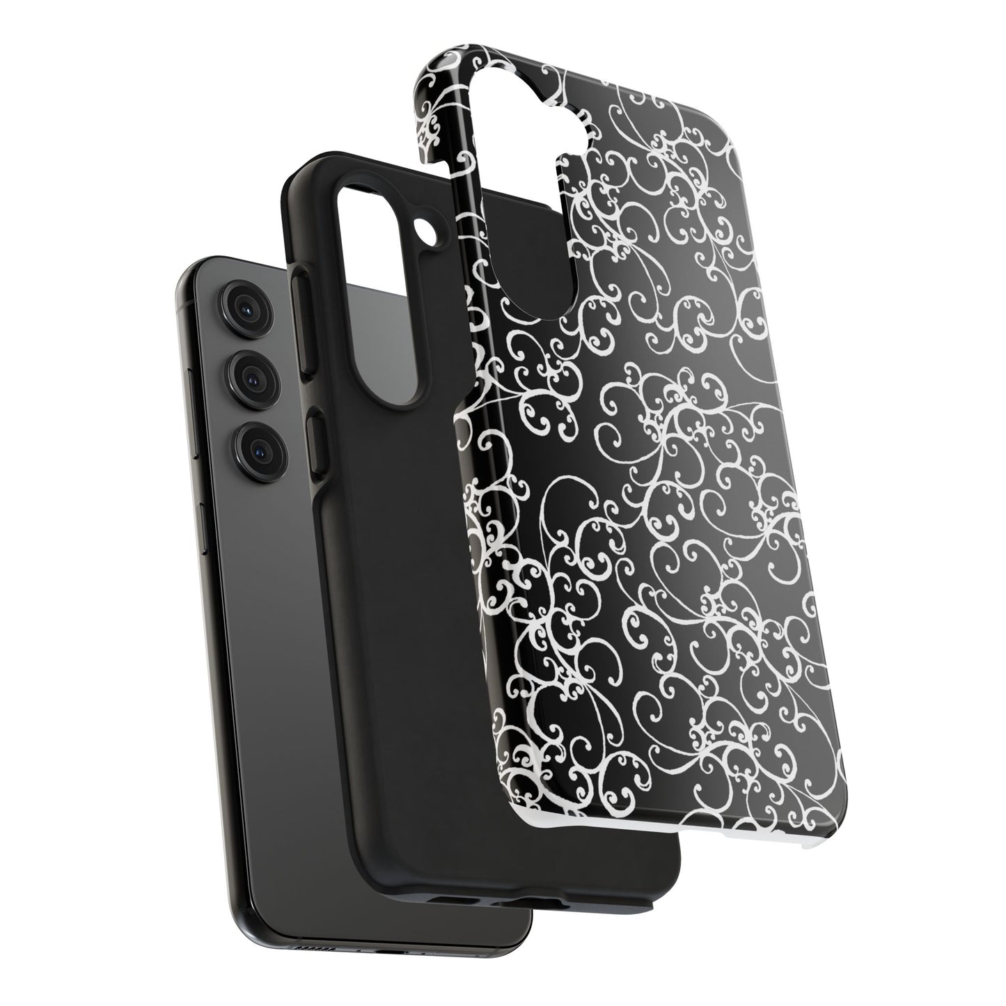 Elegant Scroll Black / White Phone Case