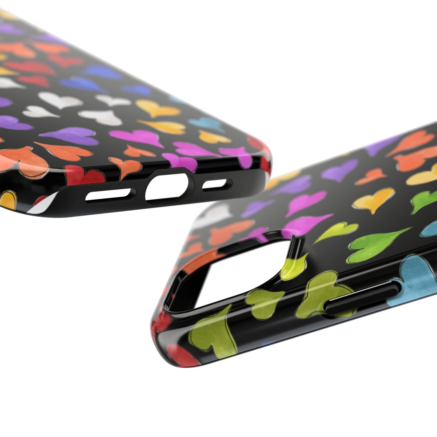 Happy Hearts Black Phone Case