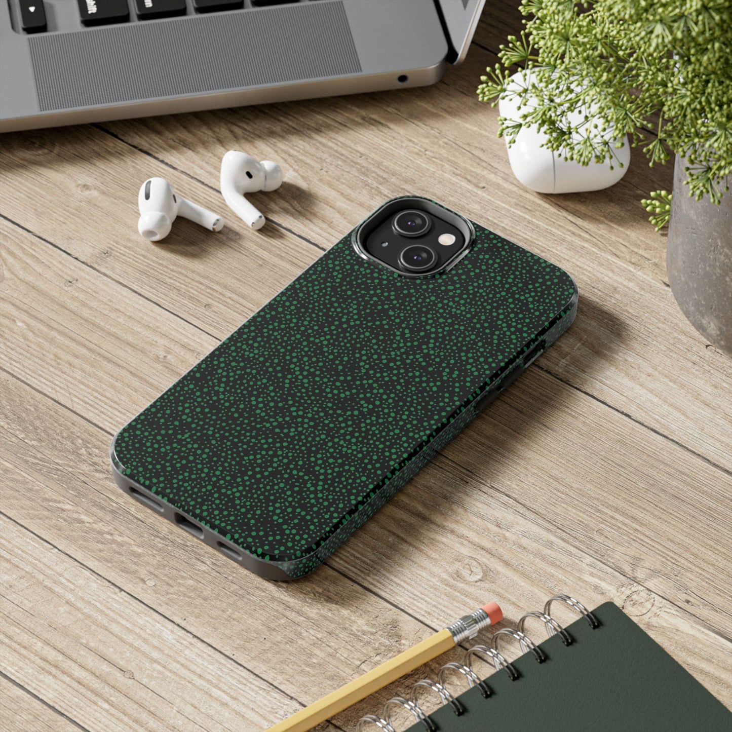 Confetti Black / Green Phone Case