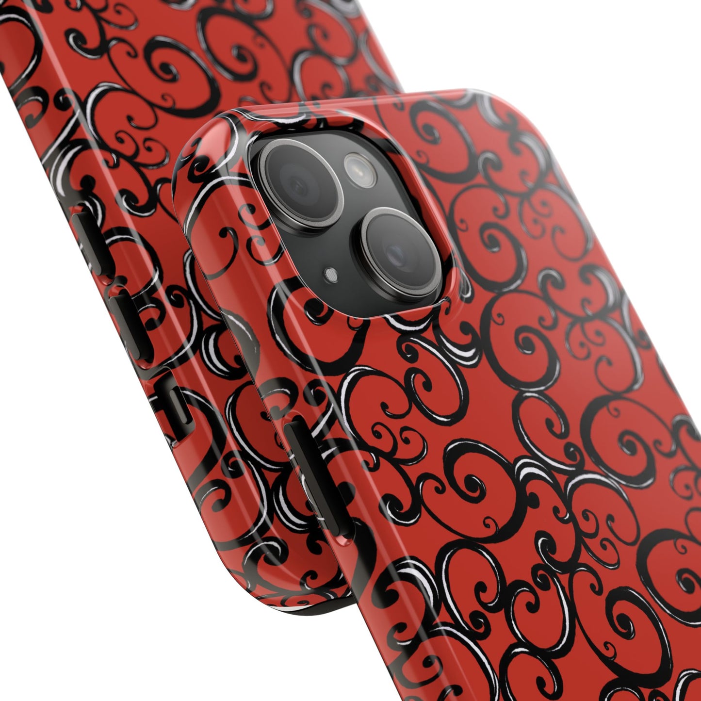 Curls Red / Black Phone Case