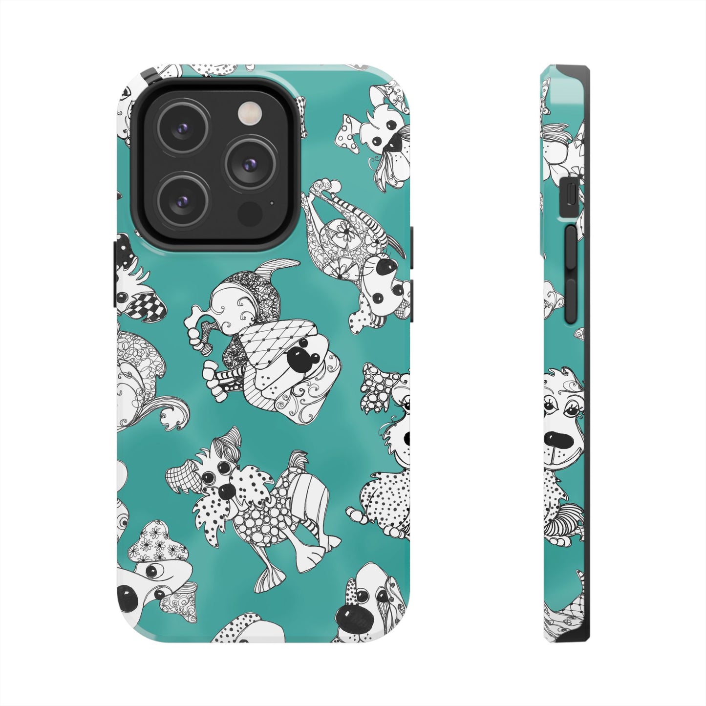 Doodle Dogs Turquoise Phone Case