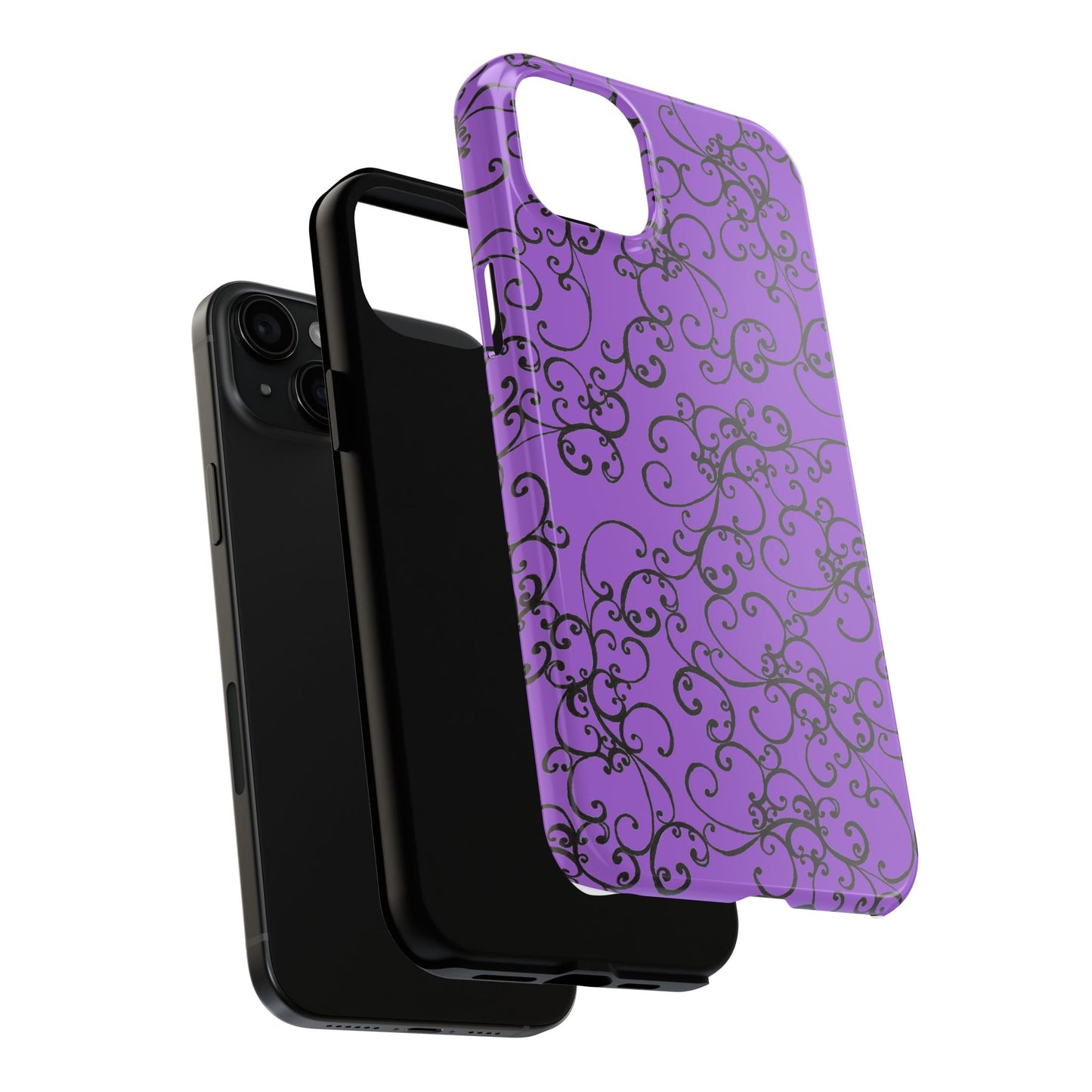 Elegant Scroll Purple / Black Phone Case