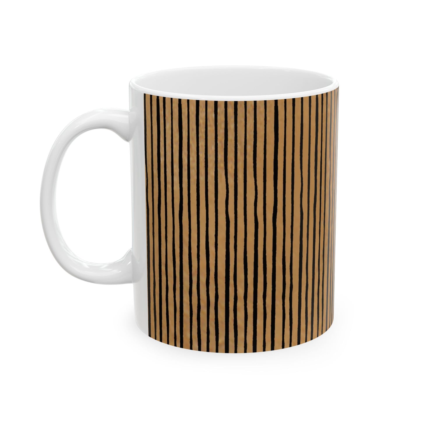 Quirky Pin Stripe Tan / Black Cup