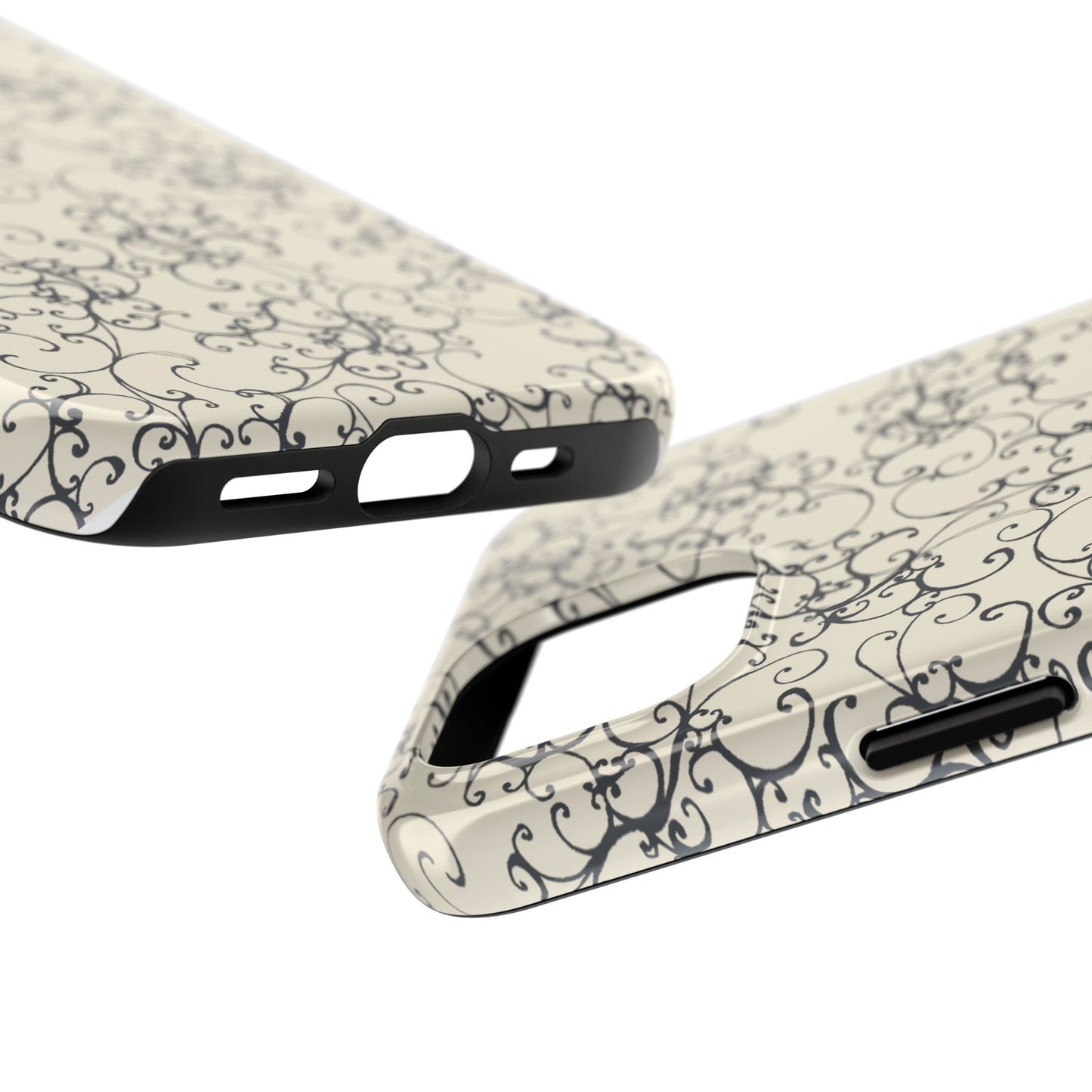 Elegant Scroll Ivory / Black Phone Case