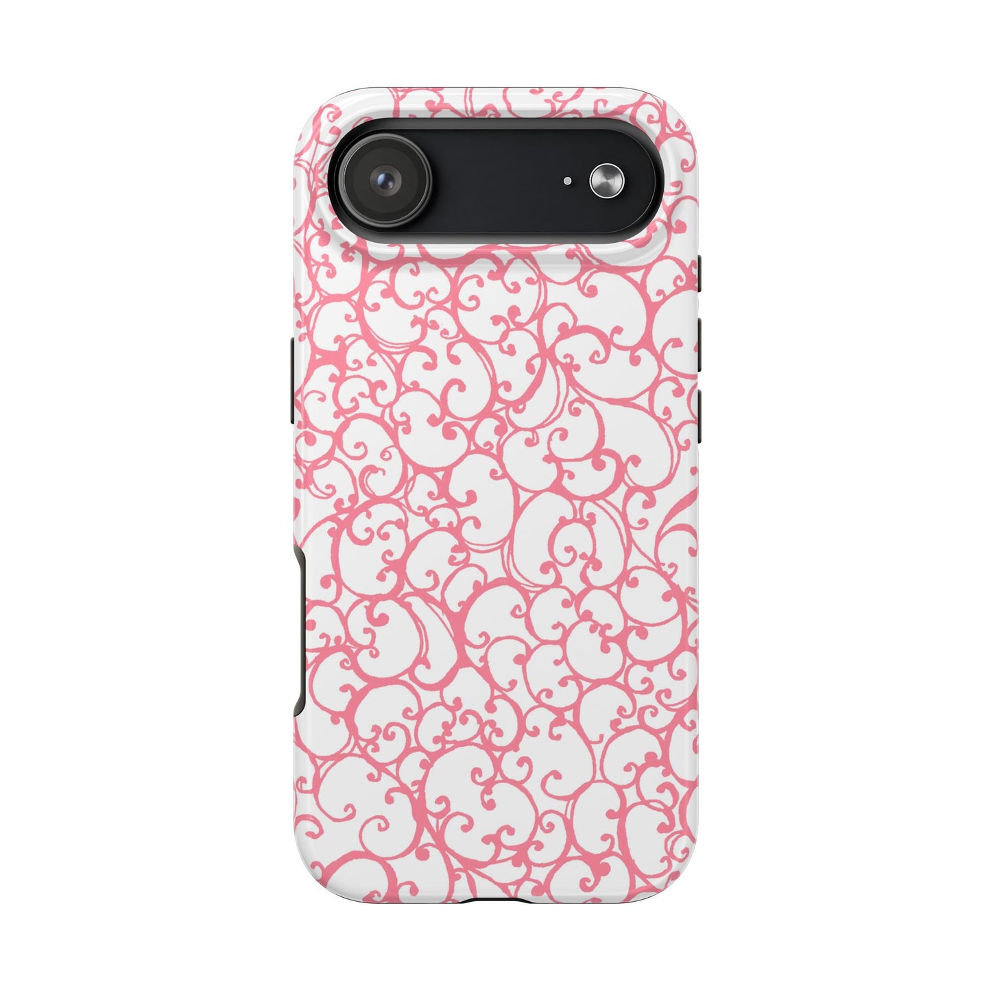 Scrollie White / Pink Phone Case