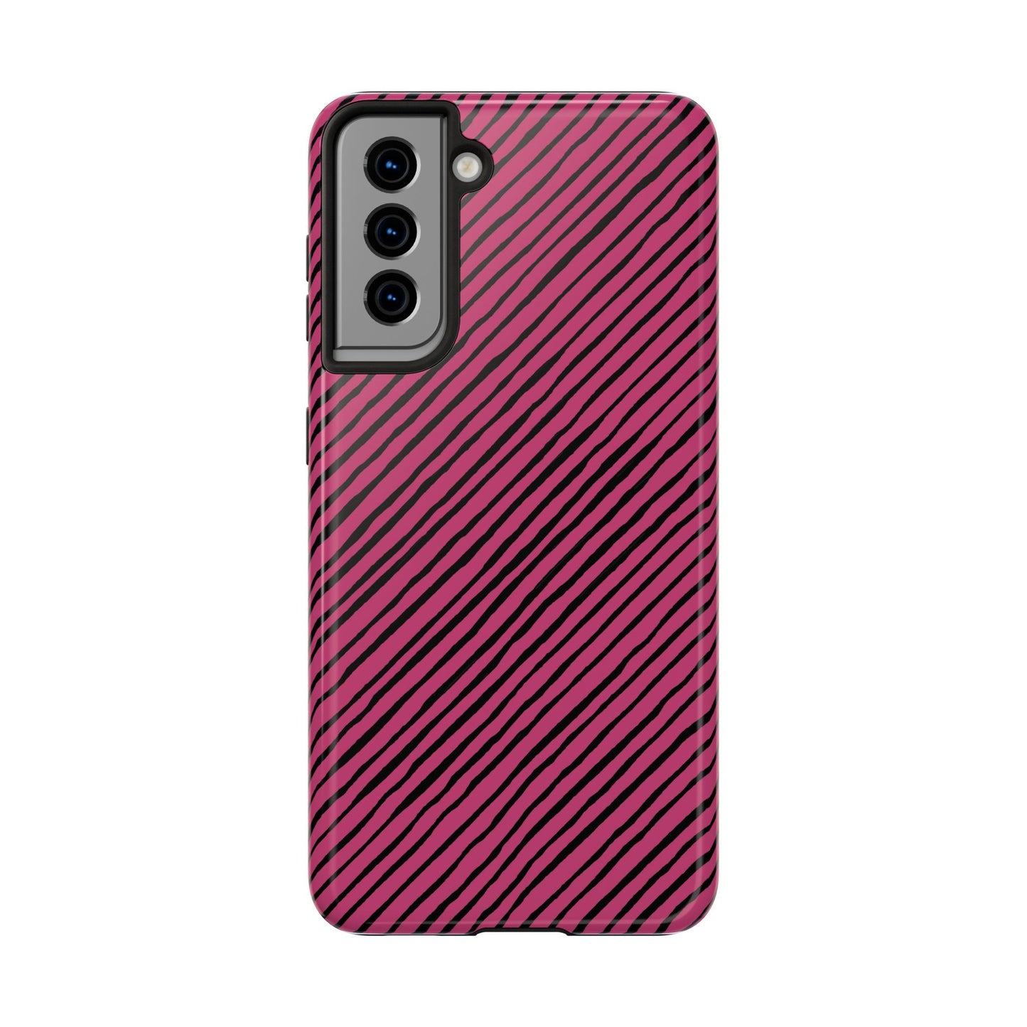 Quirky Bias Stripe Magenta / Black Phone Case