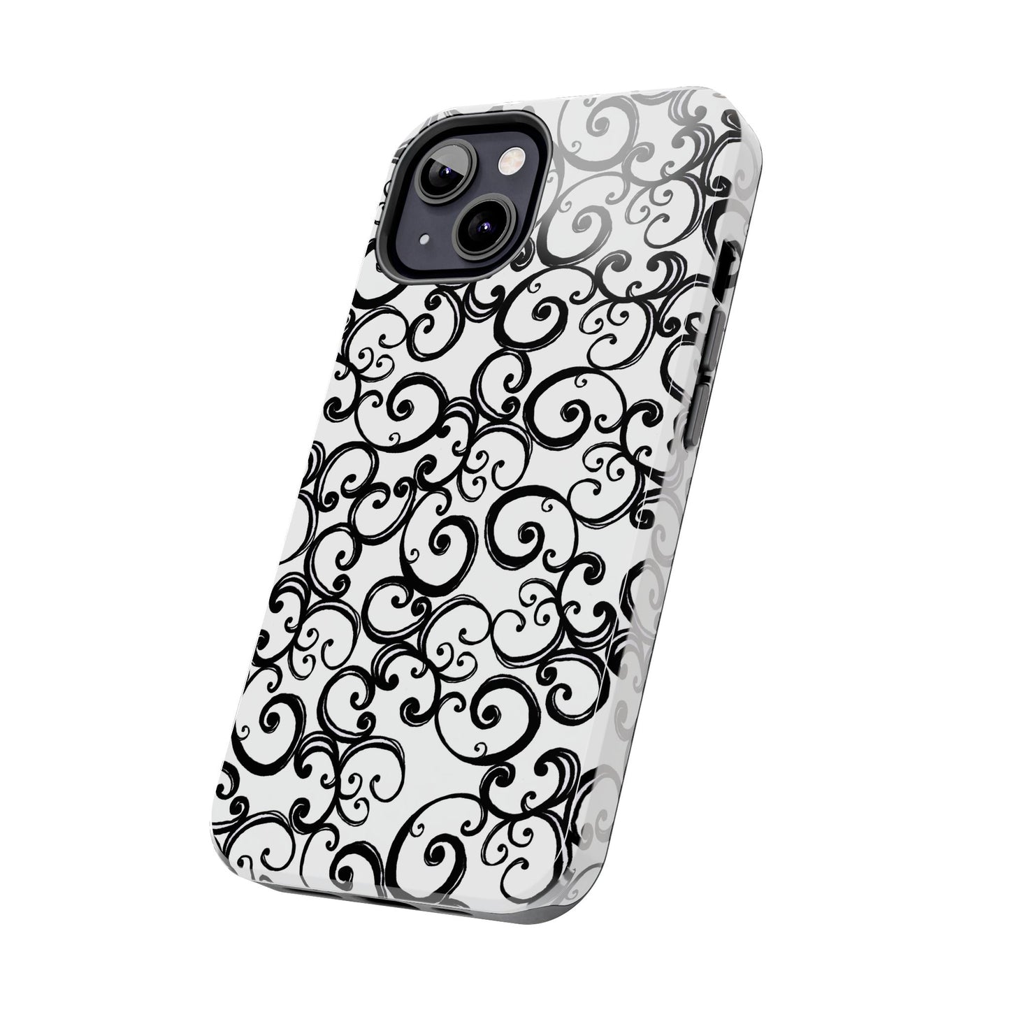 Curls White / Black Phone Case