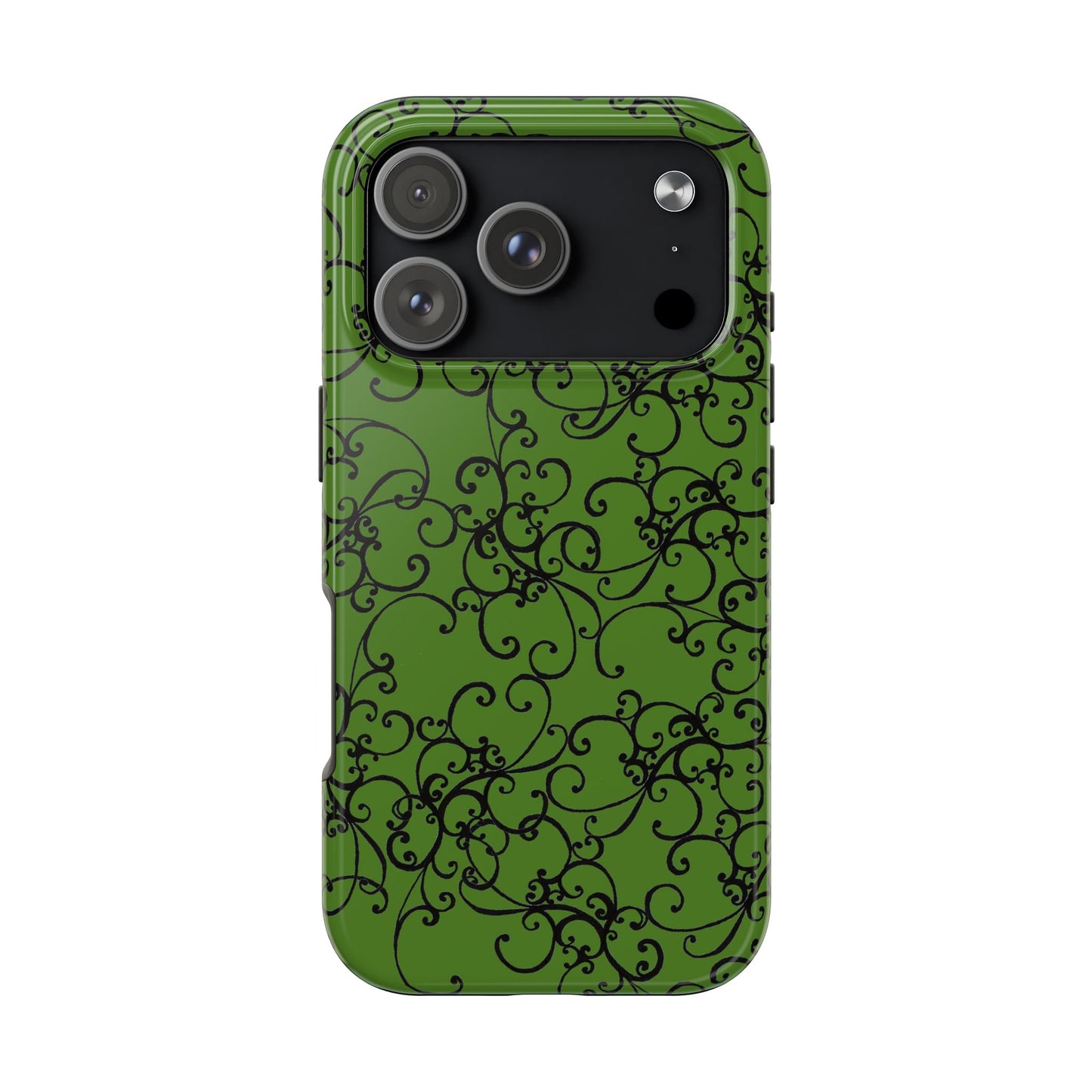Elegant Scroll Green / Black Phone Case