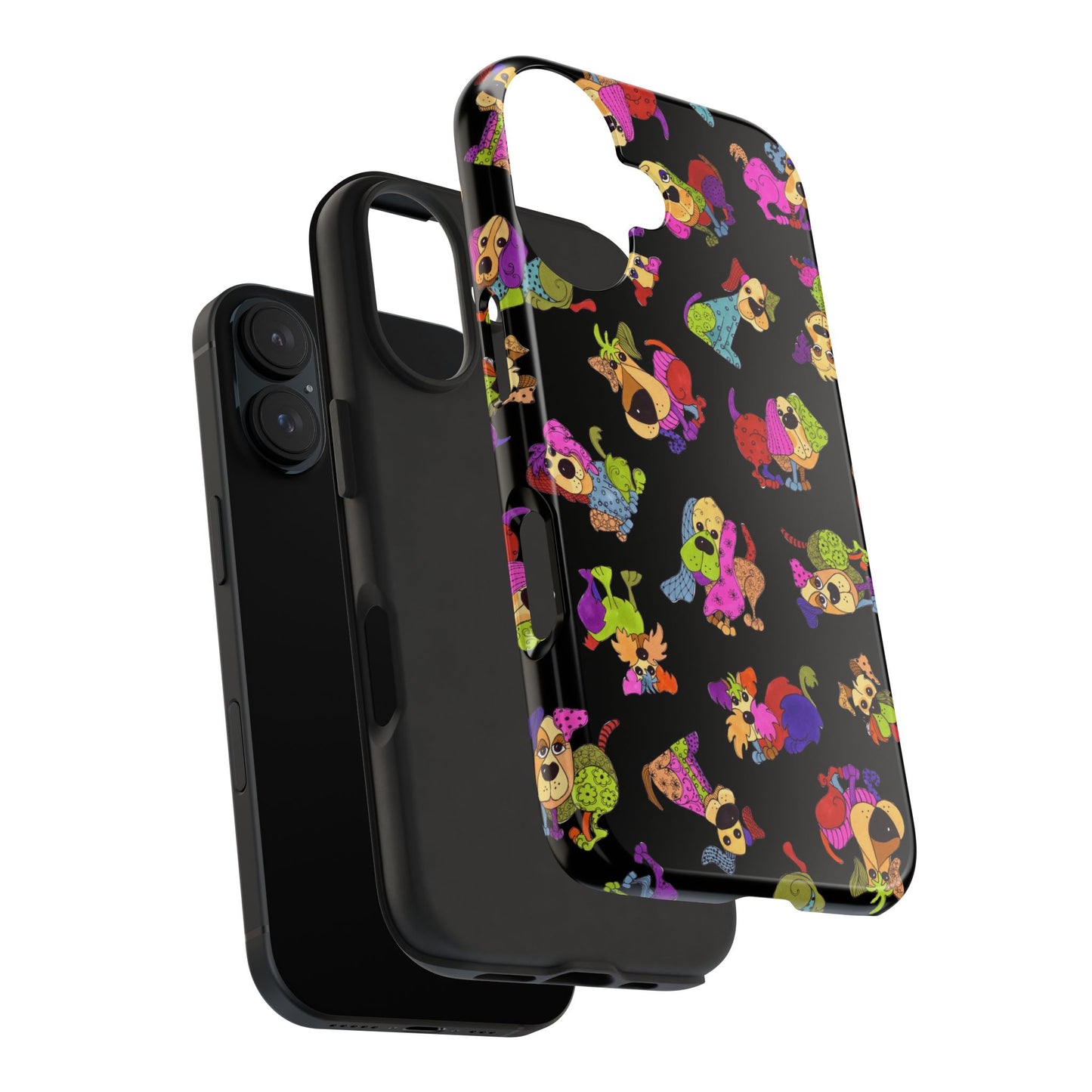 Tossed Happy Dogs Black Phone Case