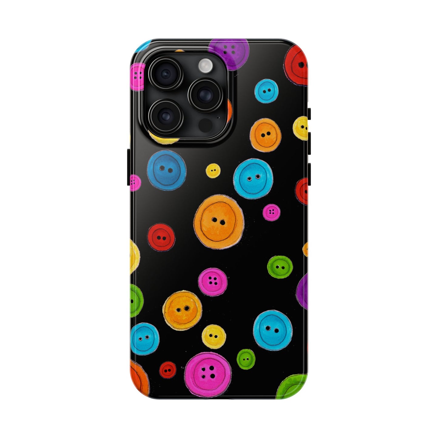 Button Dots Black Phone Case