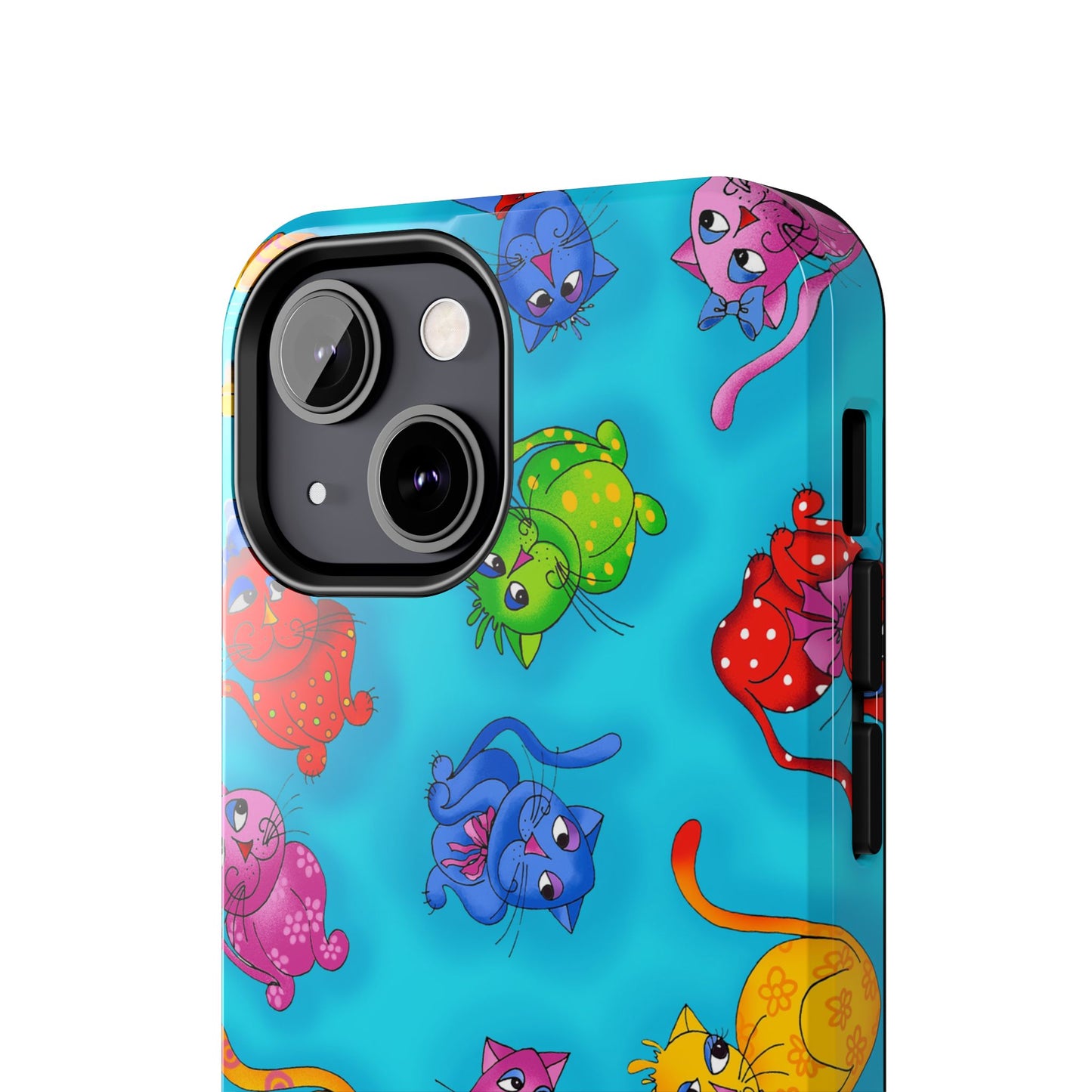 Tossed Cool Cats Turquoise Phone Case