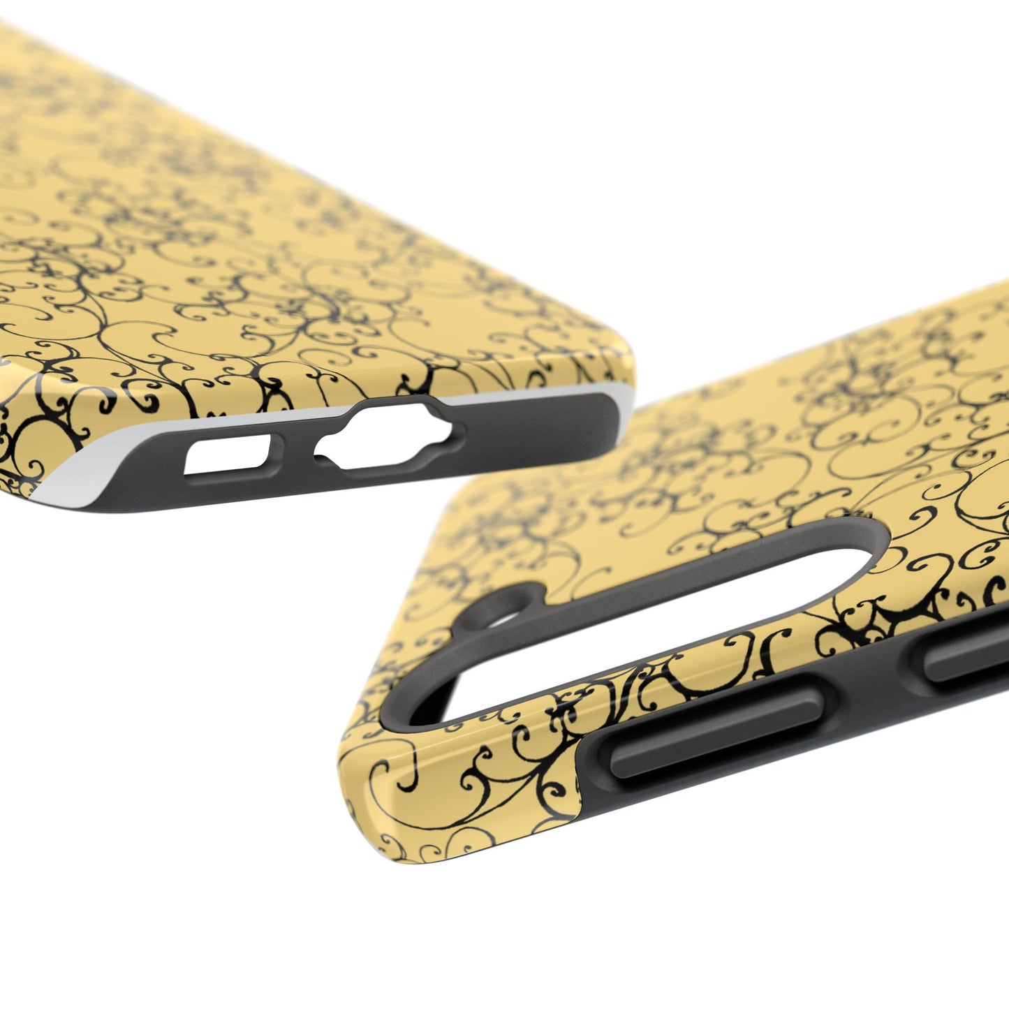 Elegant Scroll Yellow / Black Phone Case