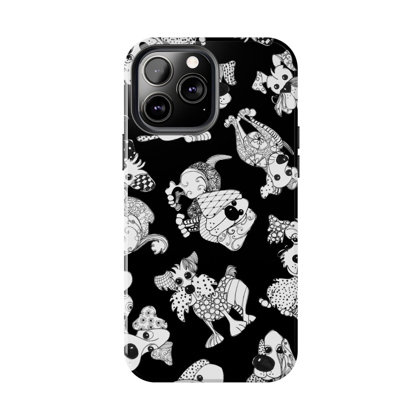 Doodle Dogs Black Phone Case