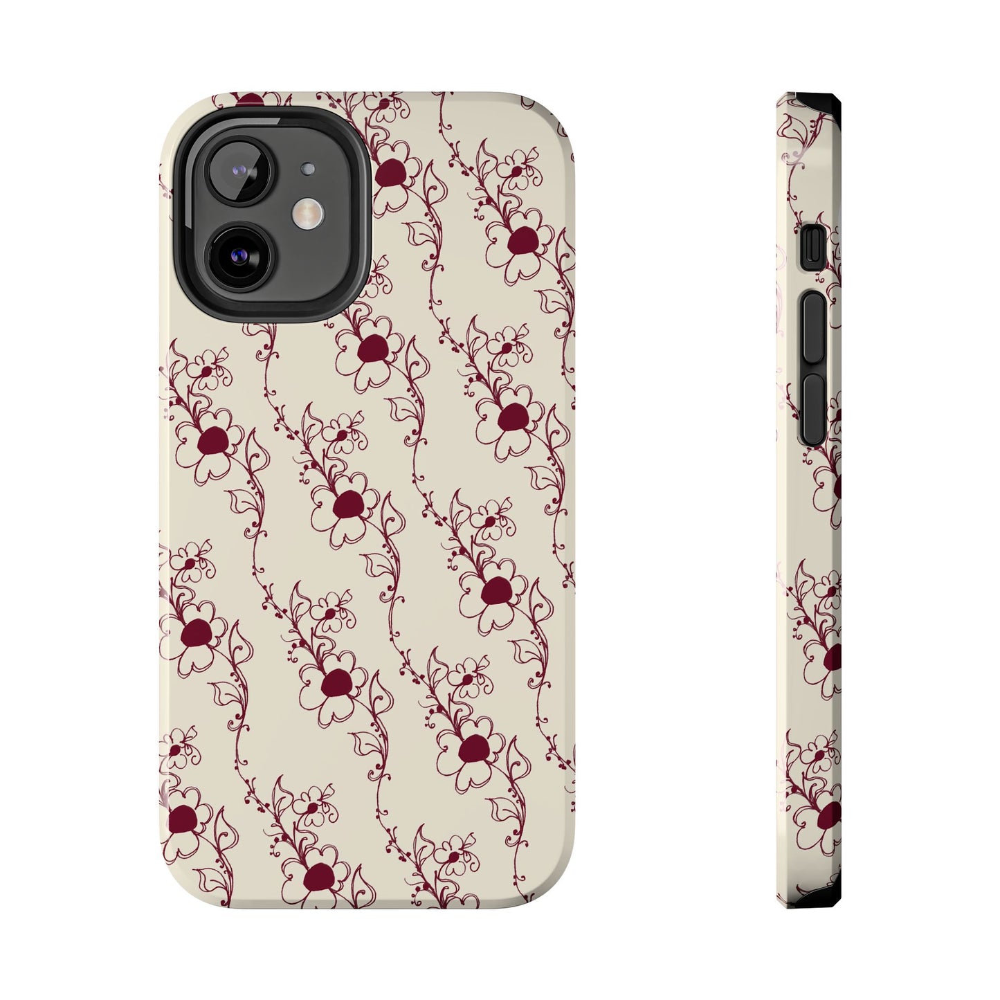 Diagonal Daisies Ivory / Red Phone Case