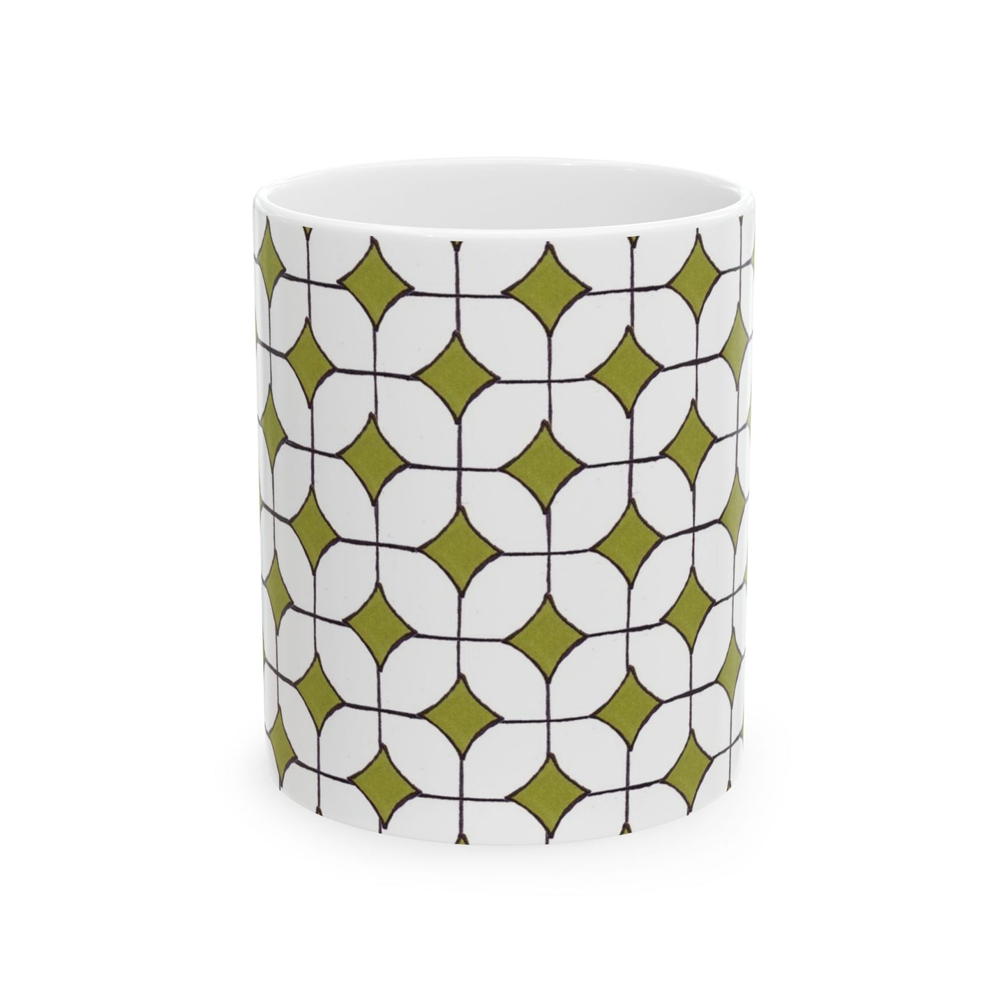Tile-ish White / Green Cup