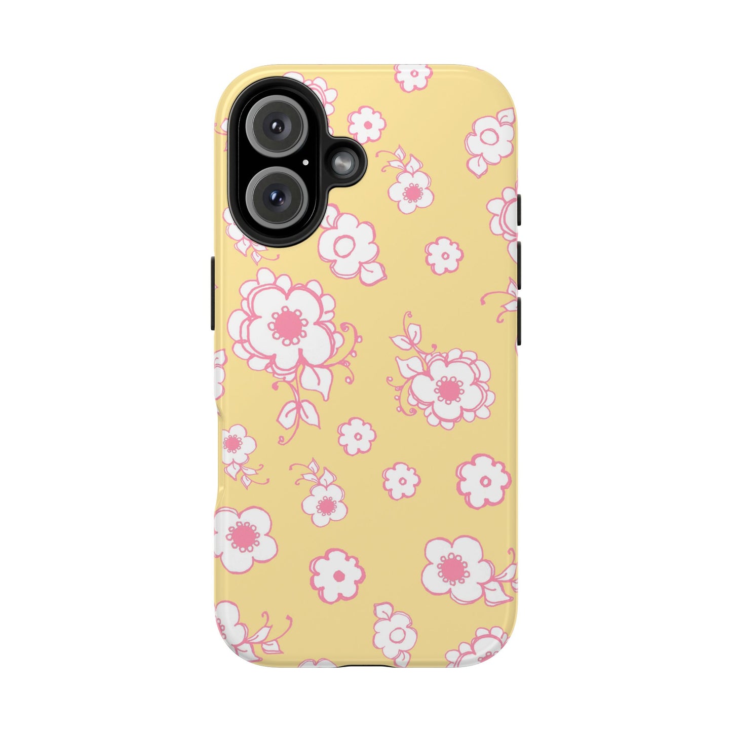 Pink Posies Yellow Phone Case
