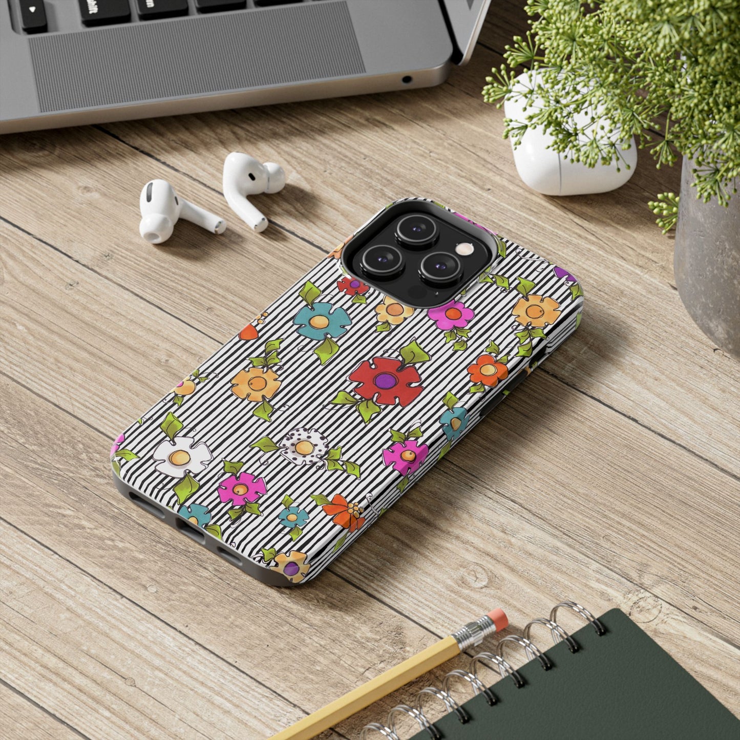 Dog Blooms White / Black Phone Case