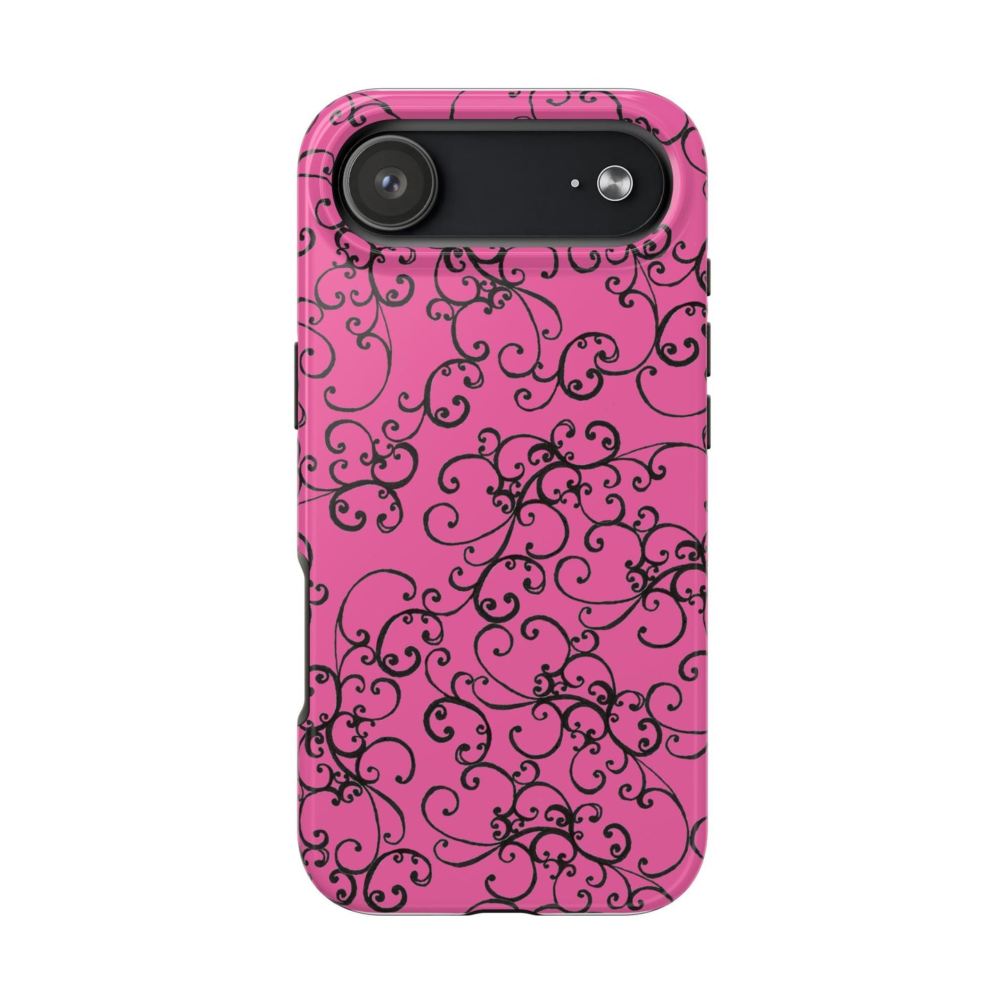 Elegant Scroll Pink / Black Phone Case