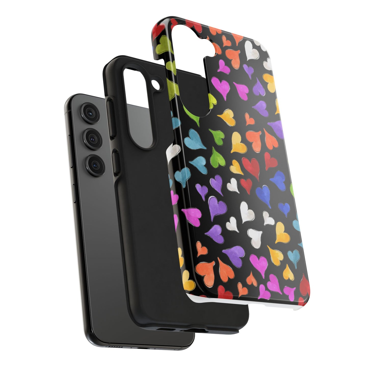 Happy Hearts Black Phone Case