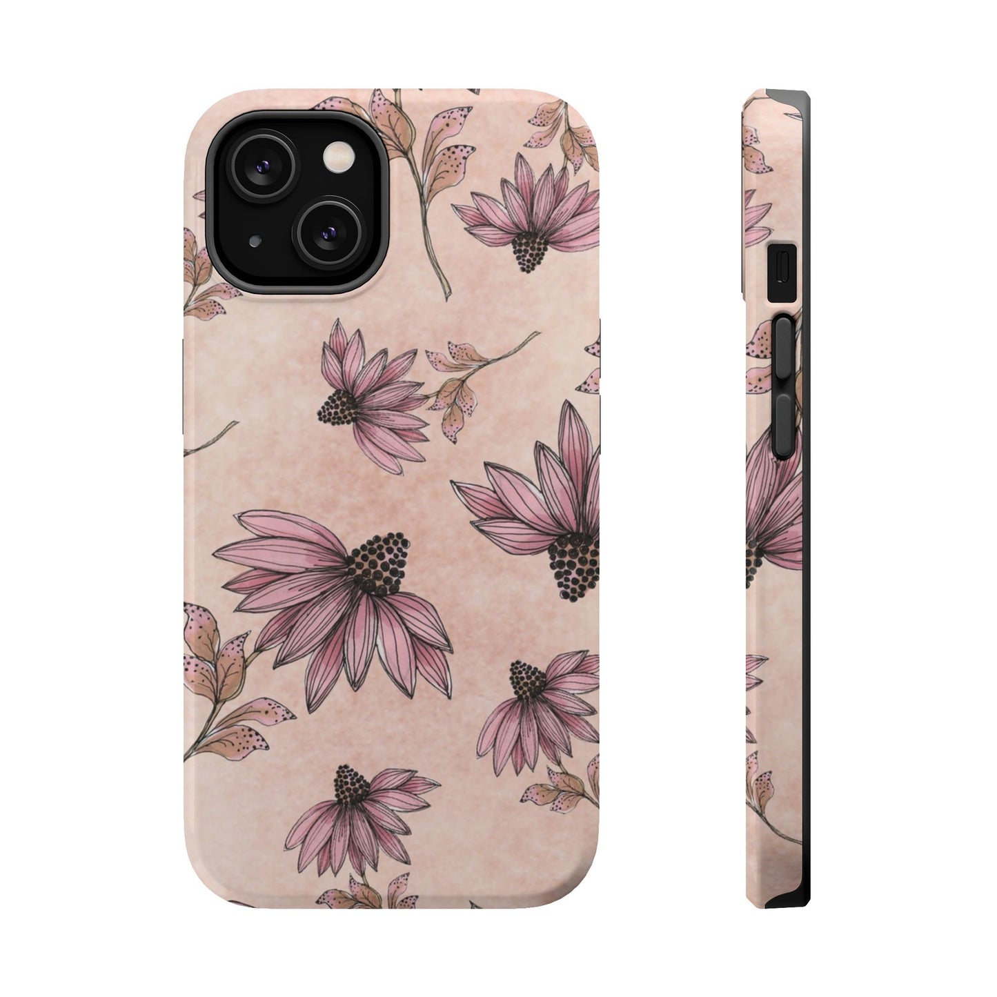 Wild Cone Flowers Pink Marble Phone Case