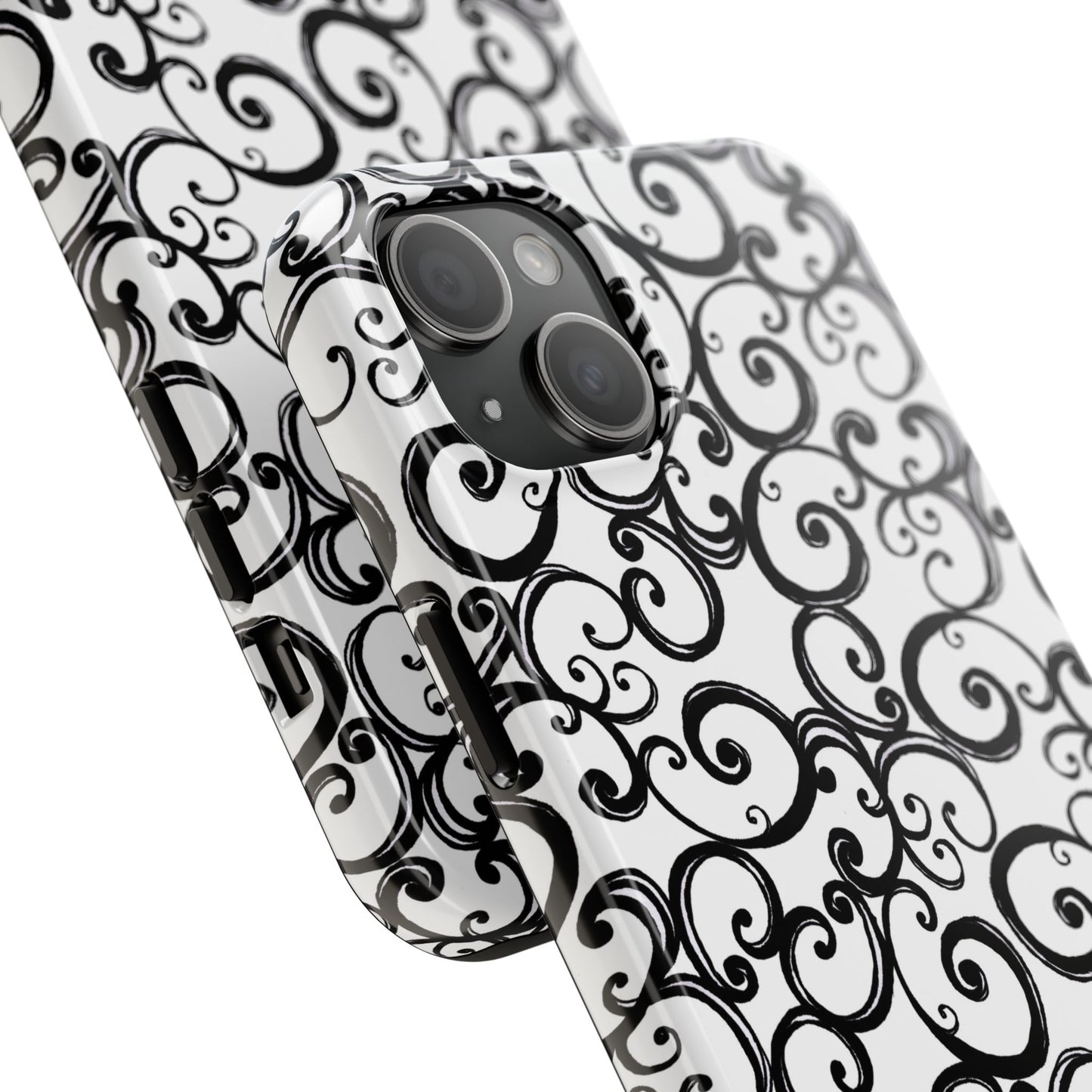 Curls White / Black Phone Case