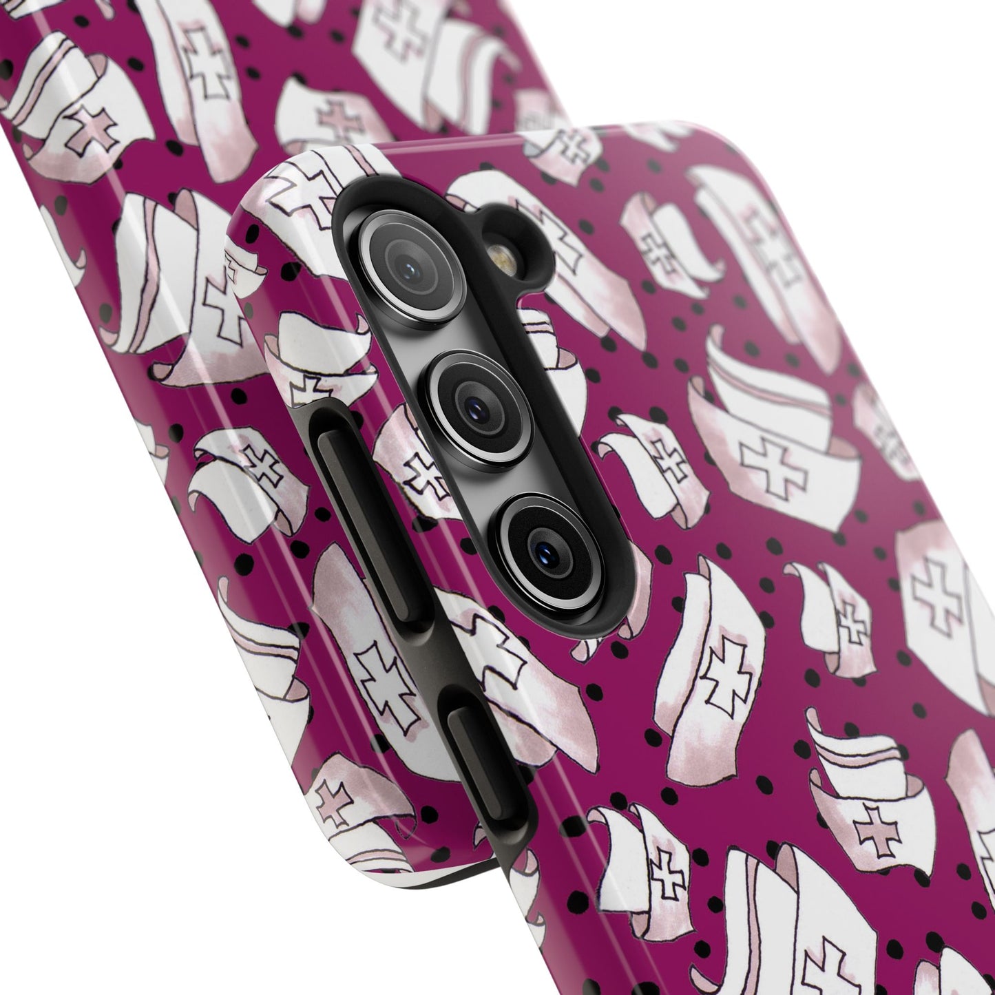 Med Hats Burgundy / Black Phone Case