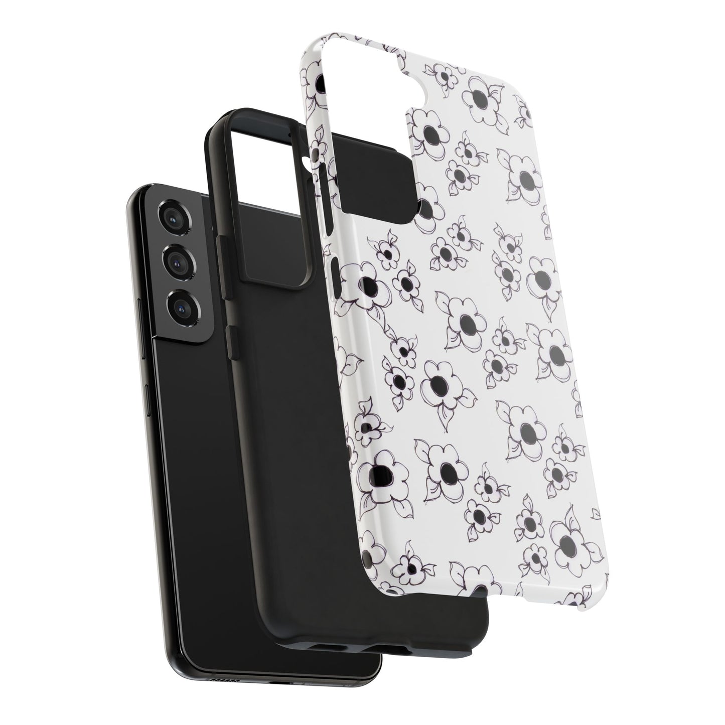 Daisy Cluster White / Black Phone Case