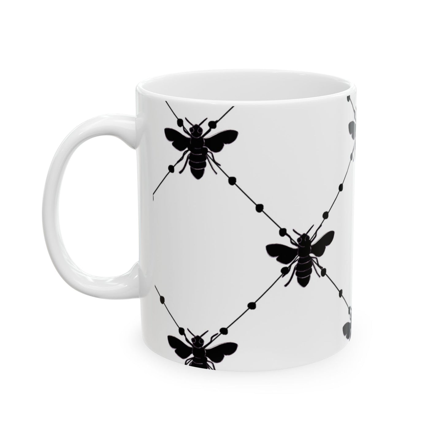 Beaded Bees White Cup