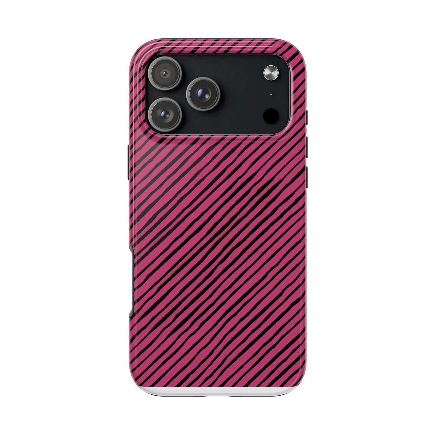 Quirky Bias Stripe Magenta / Black Phone Case